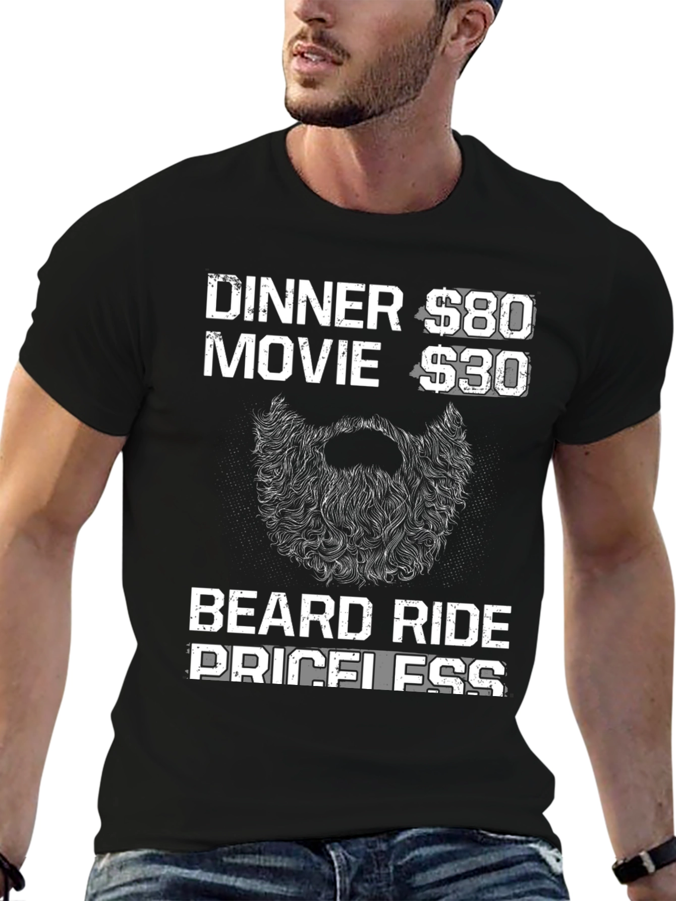 Black Beard Ride Priceless Men's Black T-Shirt view 6