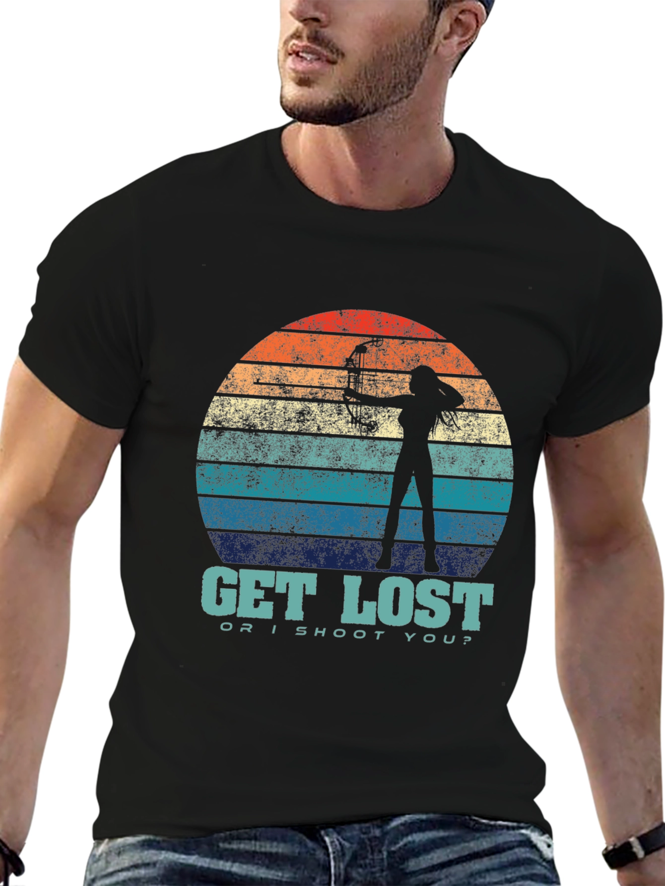 Black Get Lost Archer Graphic T-Shirt view 6