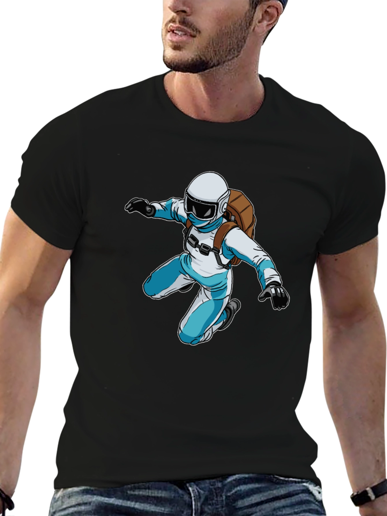 Black Skydiver Graphic Black T-Shirt view 6