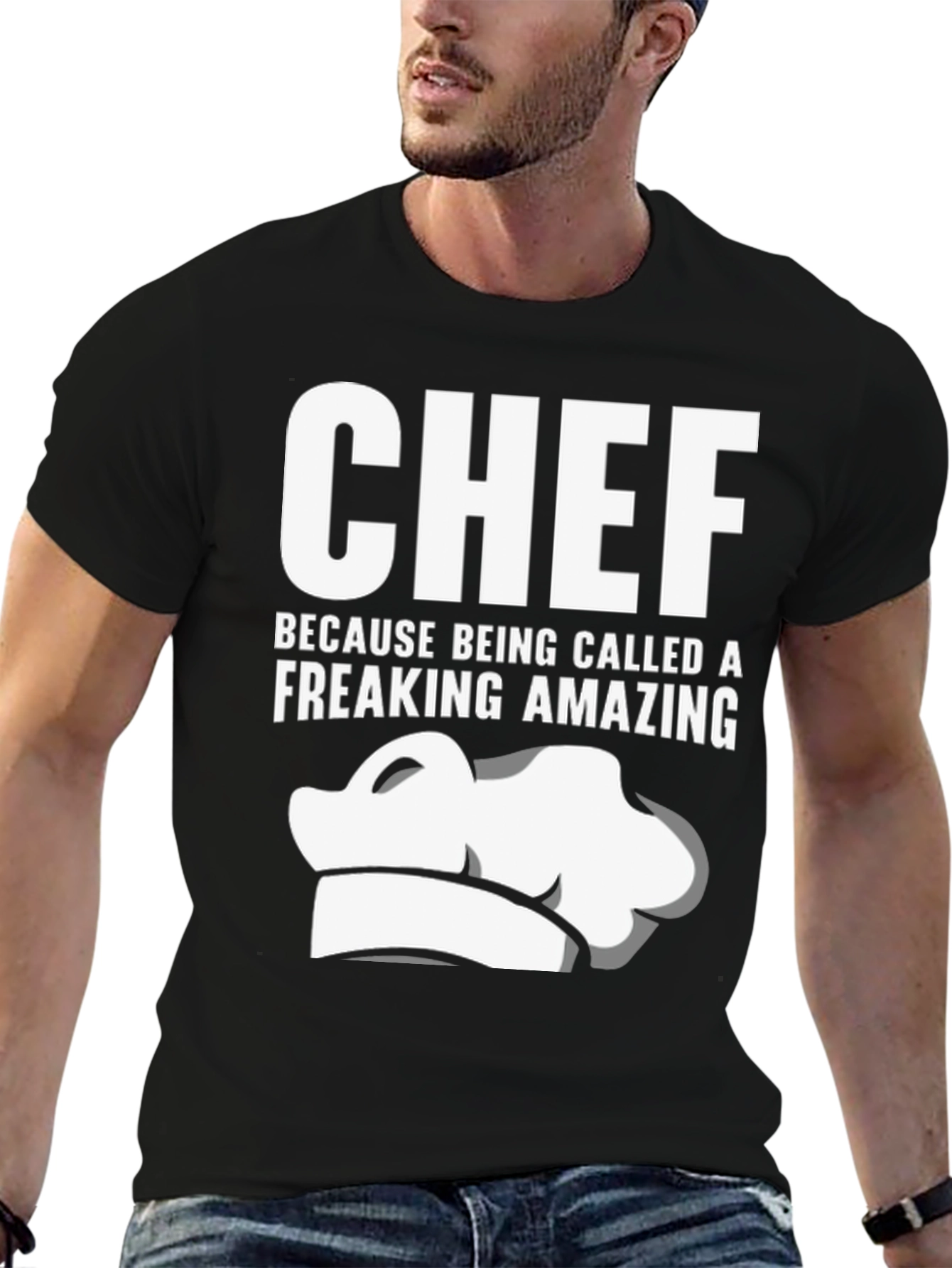 Black Chef Freaking Amazing T-Shirt - Black view 6