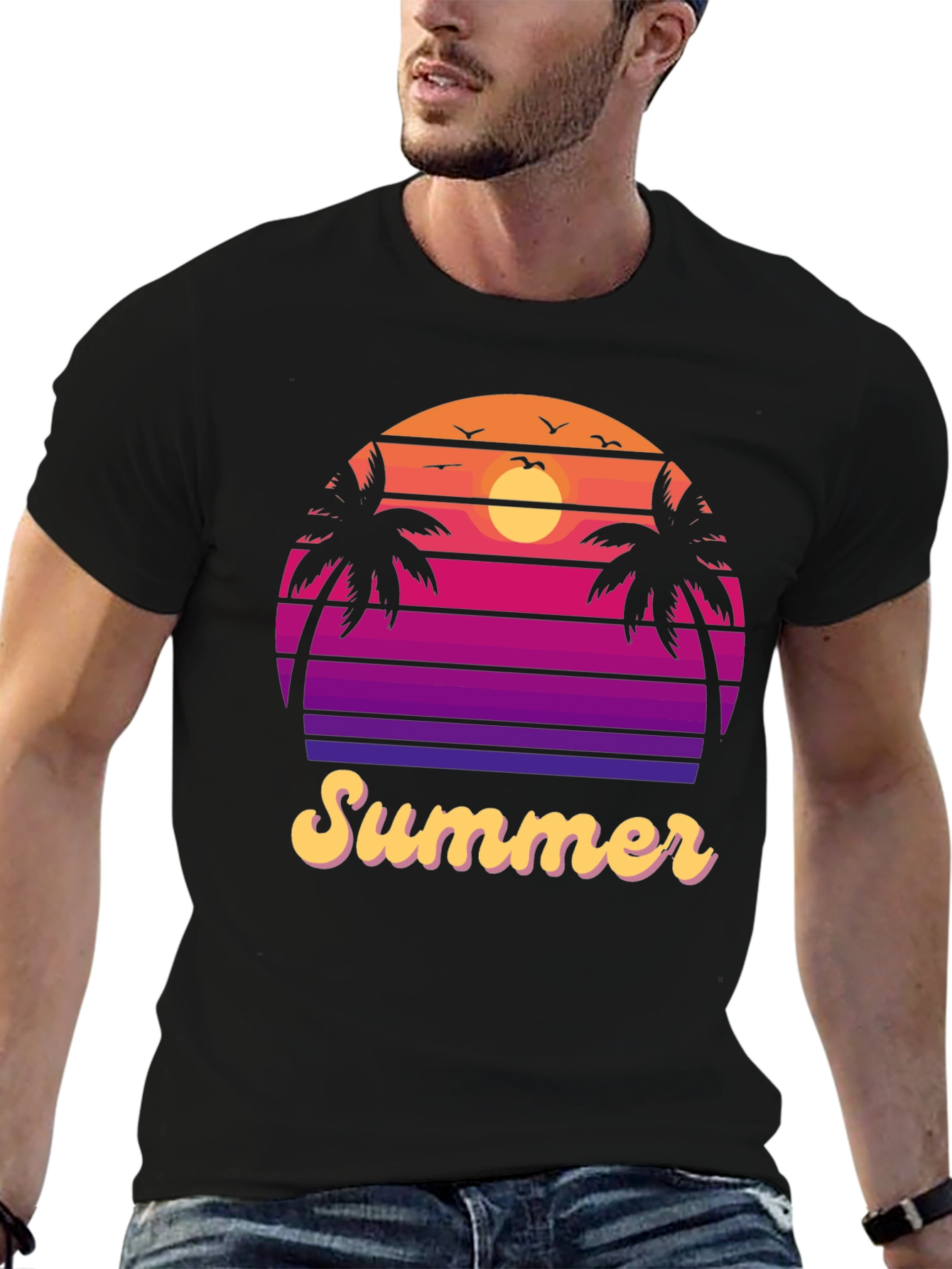 Black Retro Summer Vibes Tee view 6