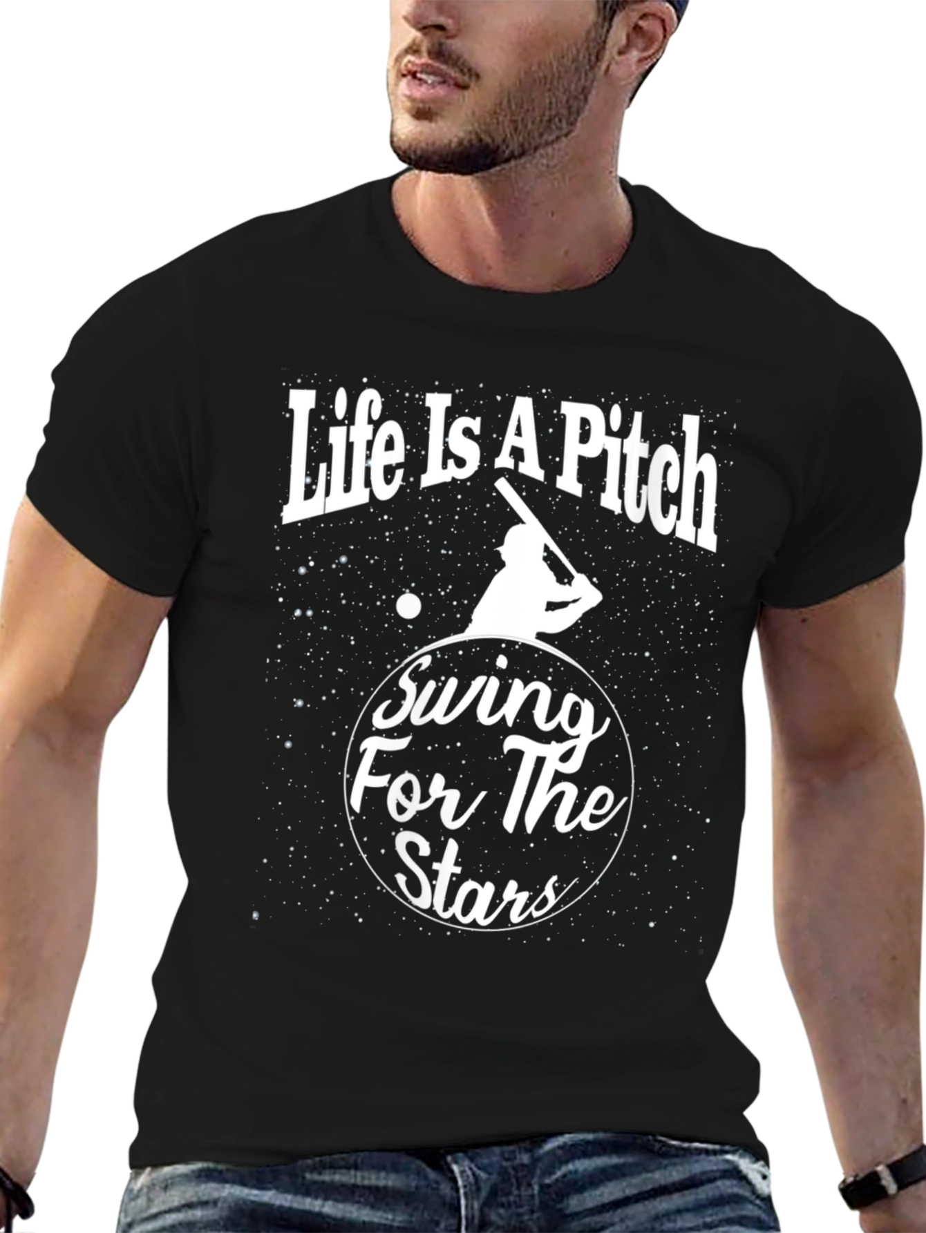 Black Life Is A Pitch Baseball Graphic Tee view 6