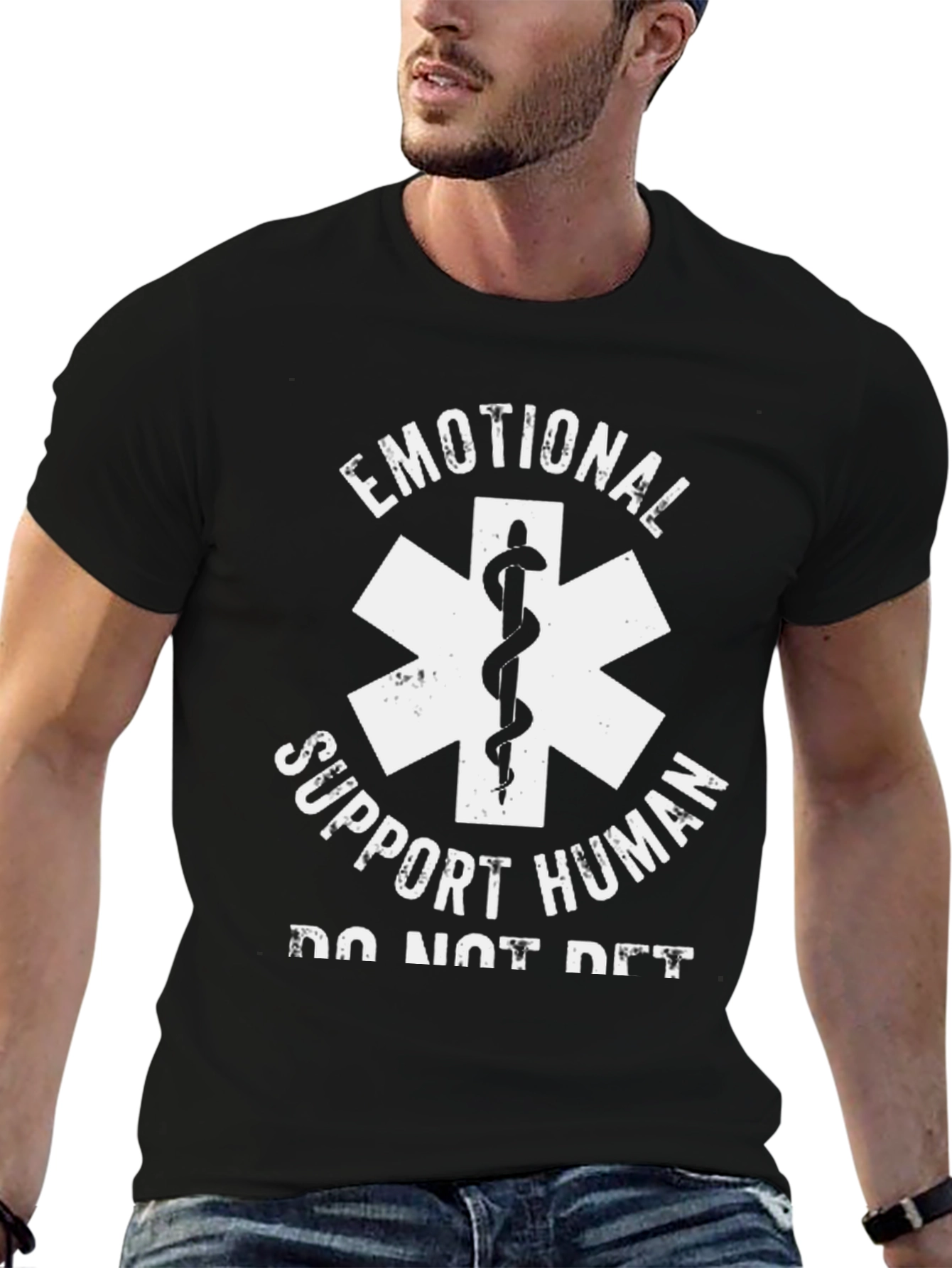Black Emotional Support Human T-Shirt - Funny EMT Design view 6