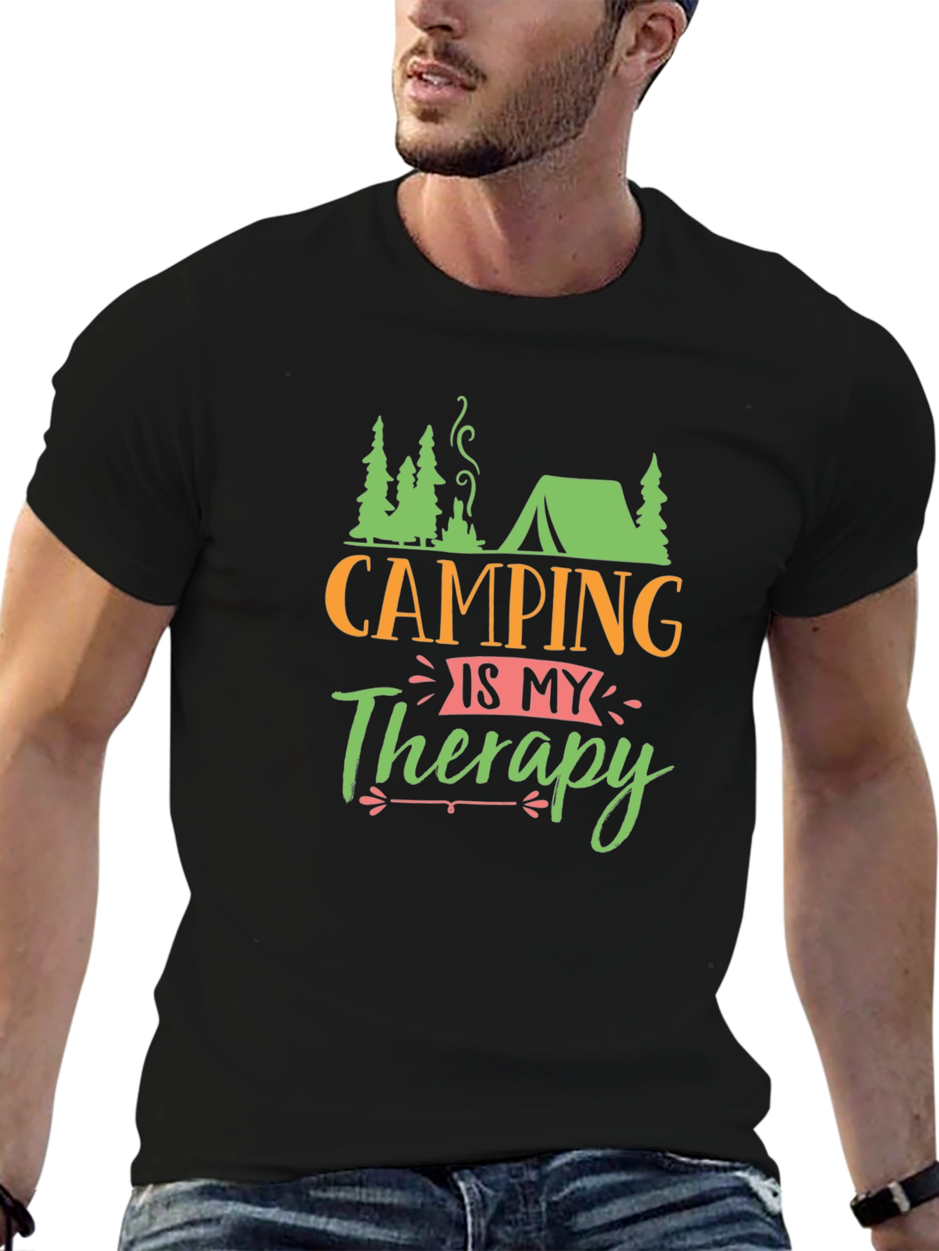 Black Camping is My Therapy Black T-Shirt view 6