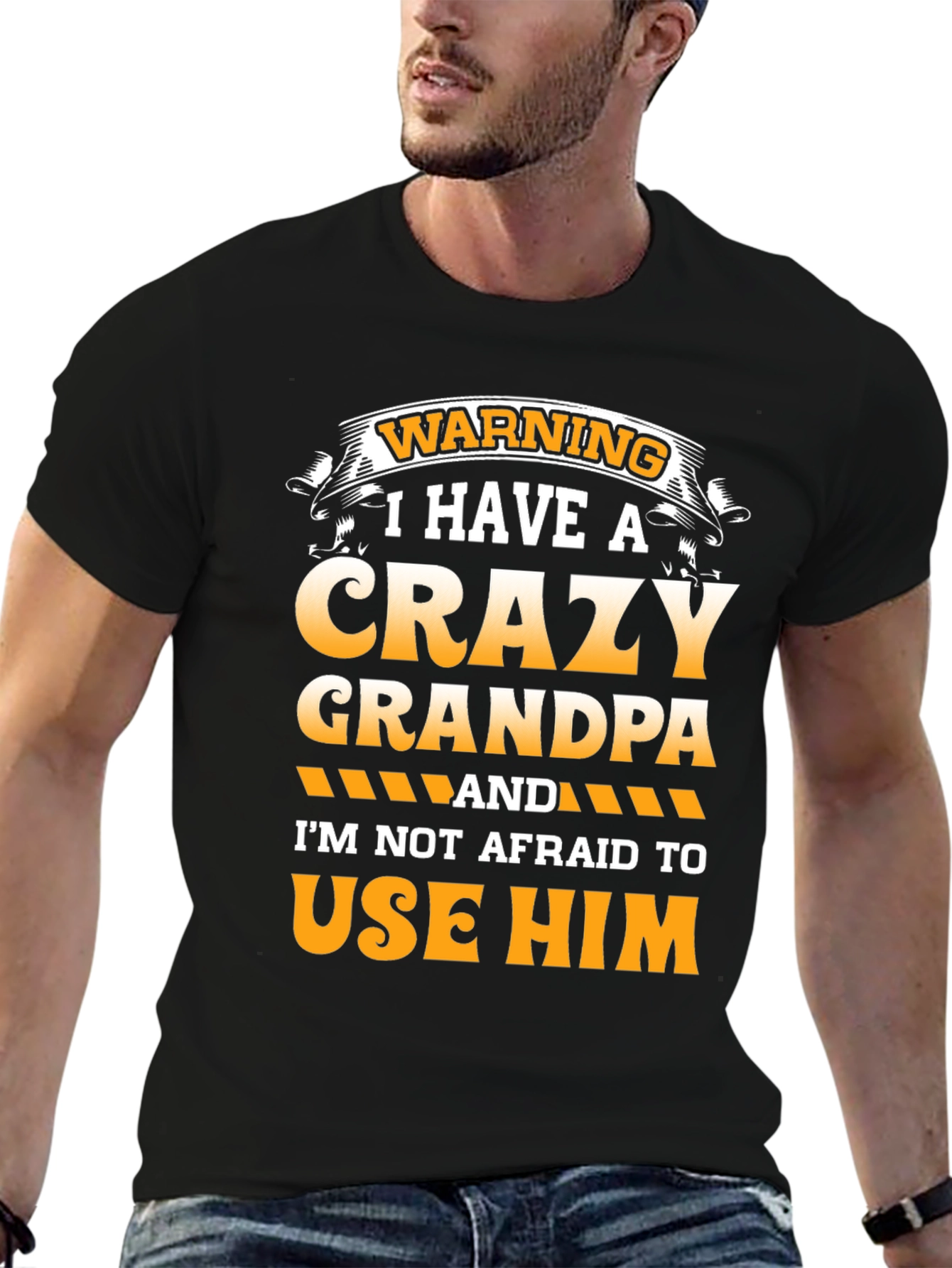 Black Crazy Grandpa T-Shirt - Warning Graphic Tee view 6