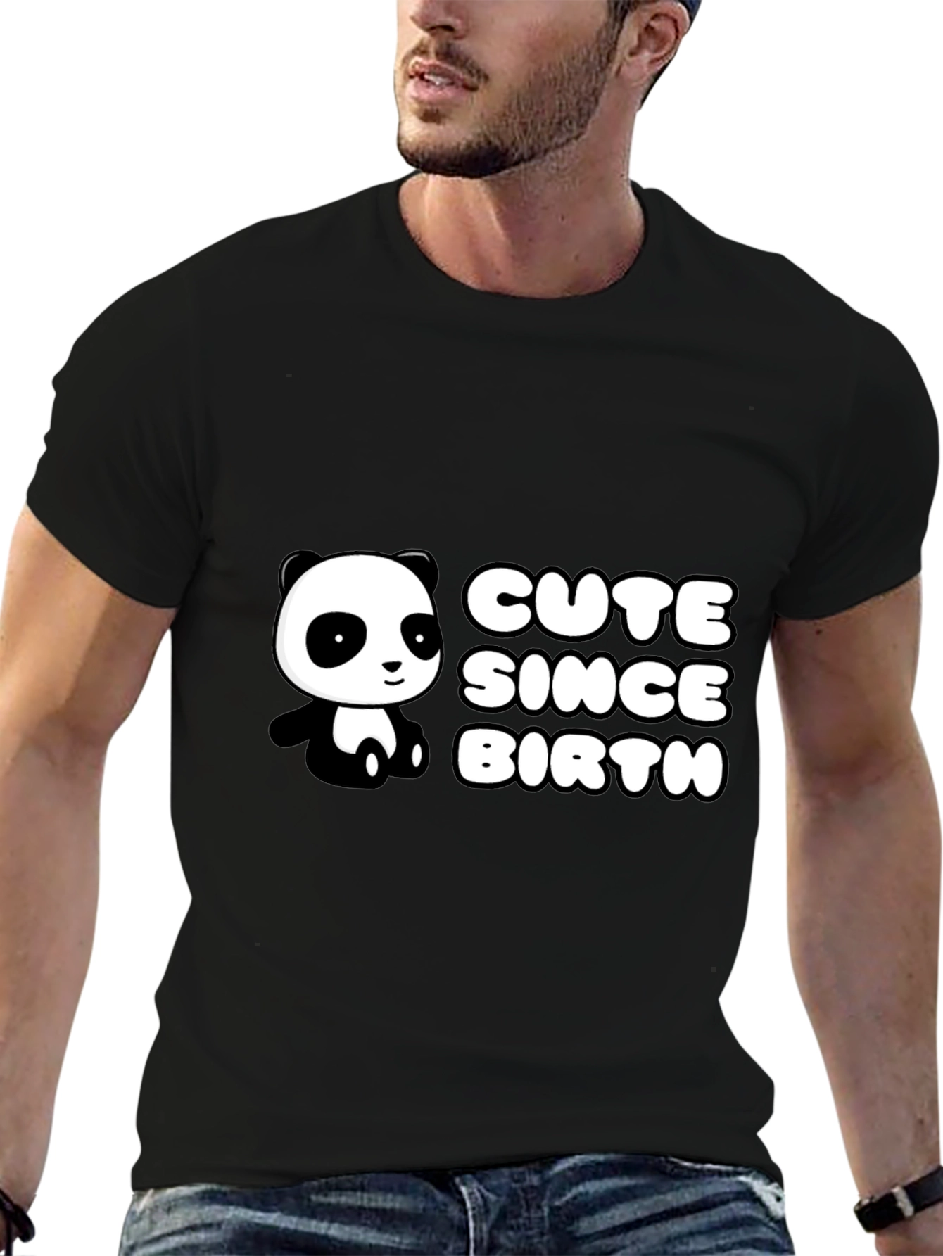 Black Cute Panda Since Birth Black T-Shirt view 6