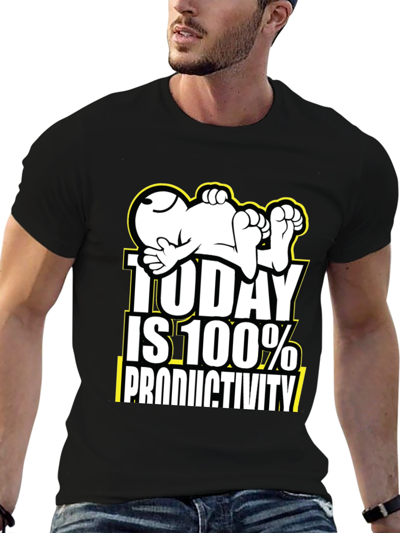 Black Funny Snoopy Today is 100% Productivity T-Shirt view 6