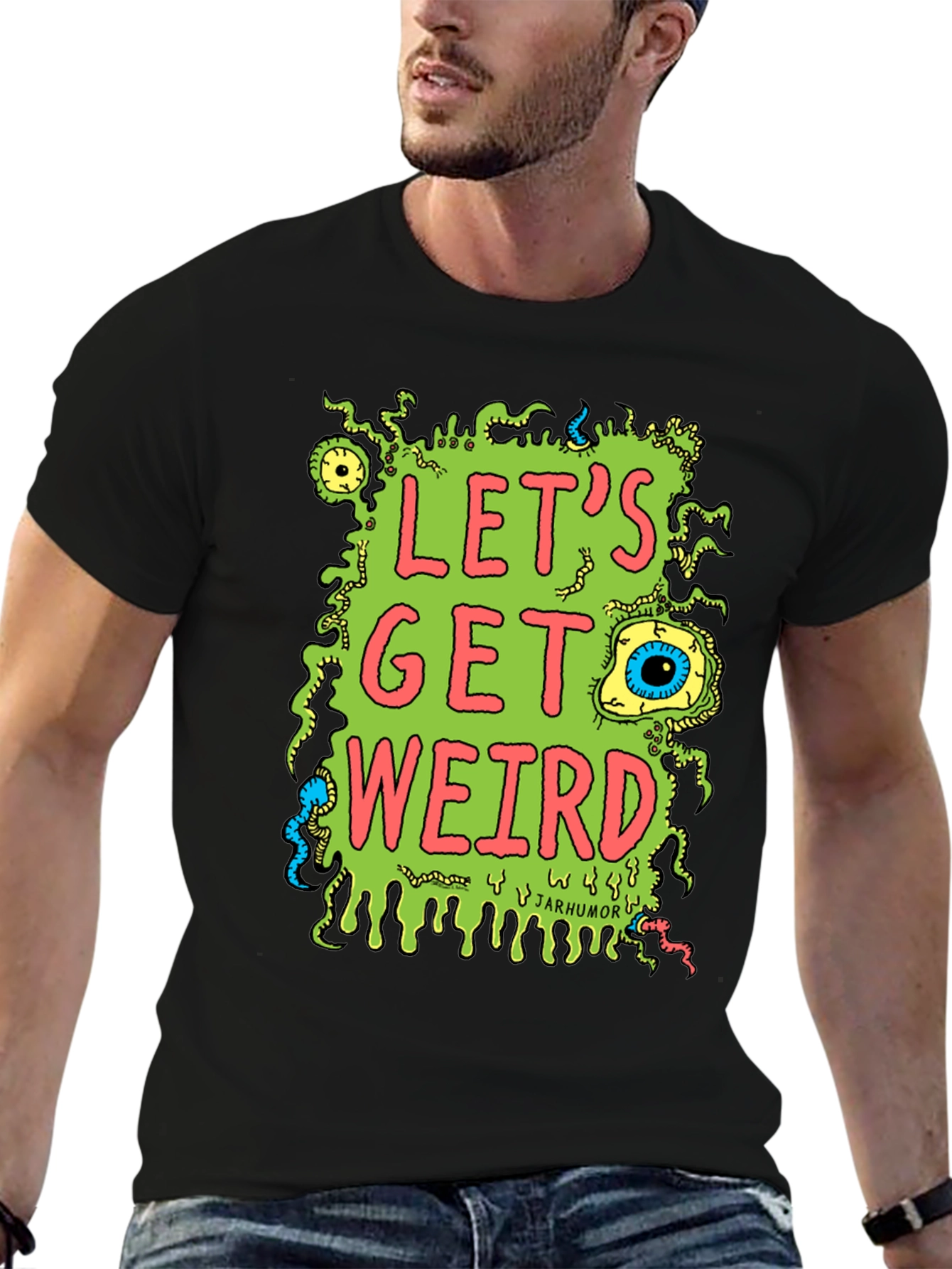 Black Let's Get Weird Graphic T-Shirt view 6