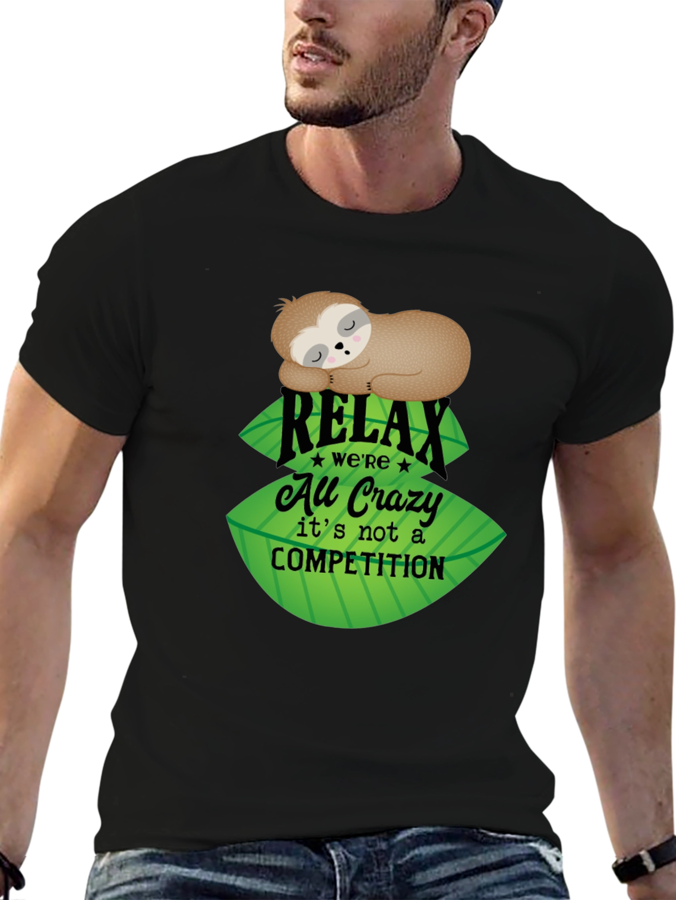 Black Relax Sloth Tee - No Competition view 6