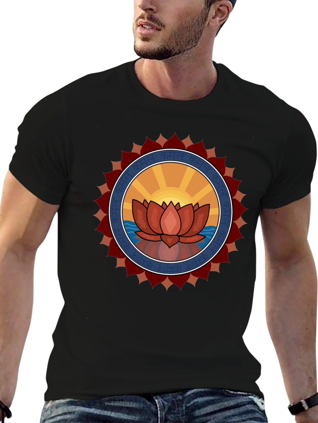 Black Lotus Mandala Graphic T-Shirt view 6