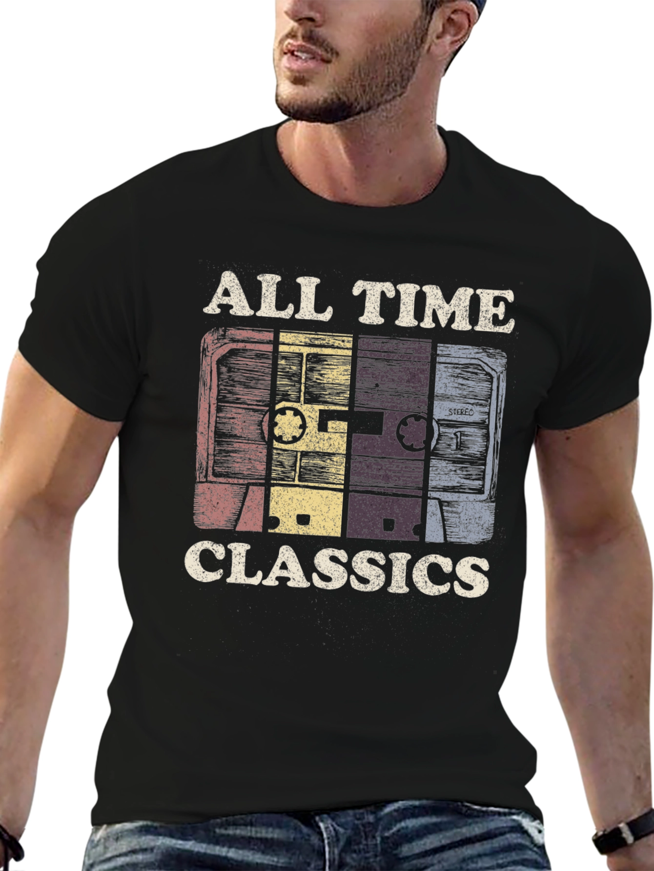 Black Retro Cassette Tape T-Shirt - All Time Classics Tee view 6