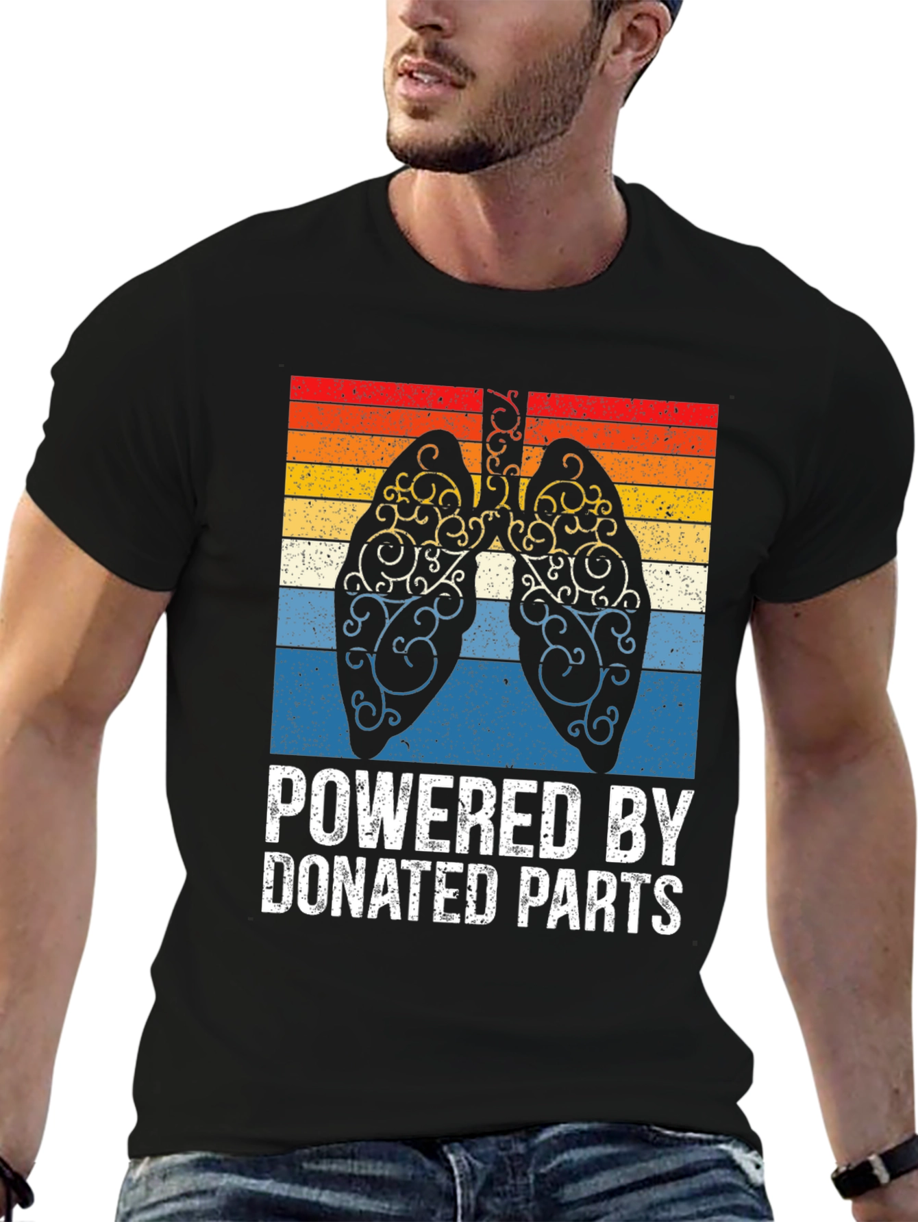 Black Powered by Donated Parts T-Shirt view 6