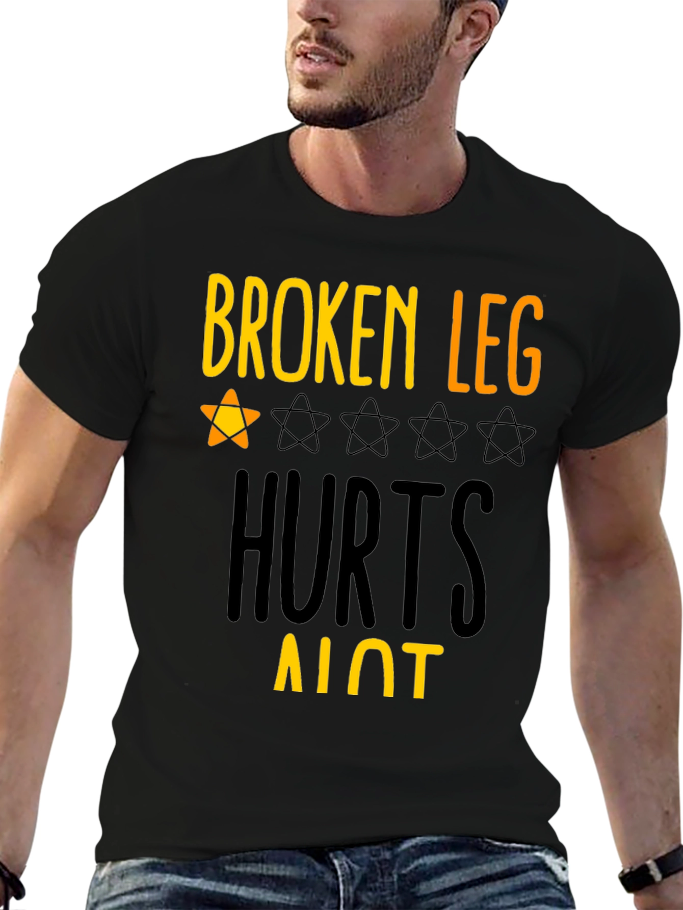 Black Broken Leg Hurts Alot Graphic Tee view 6