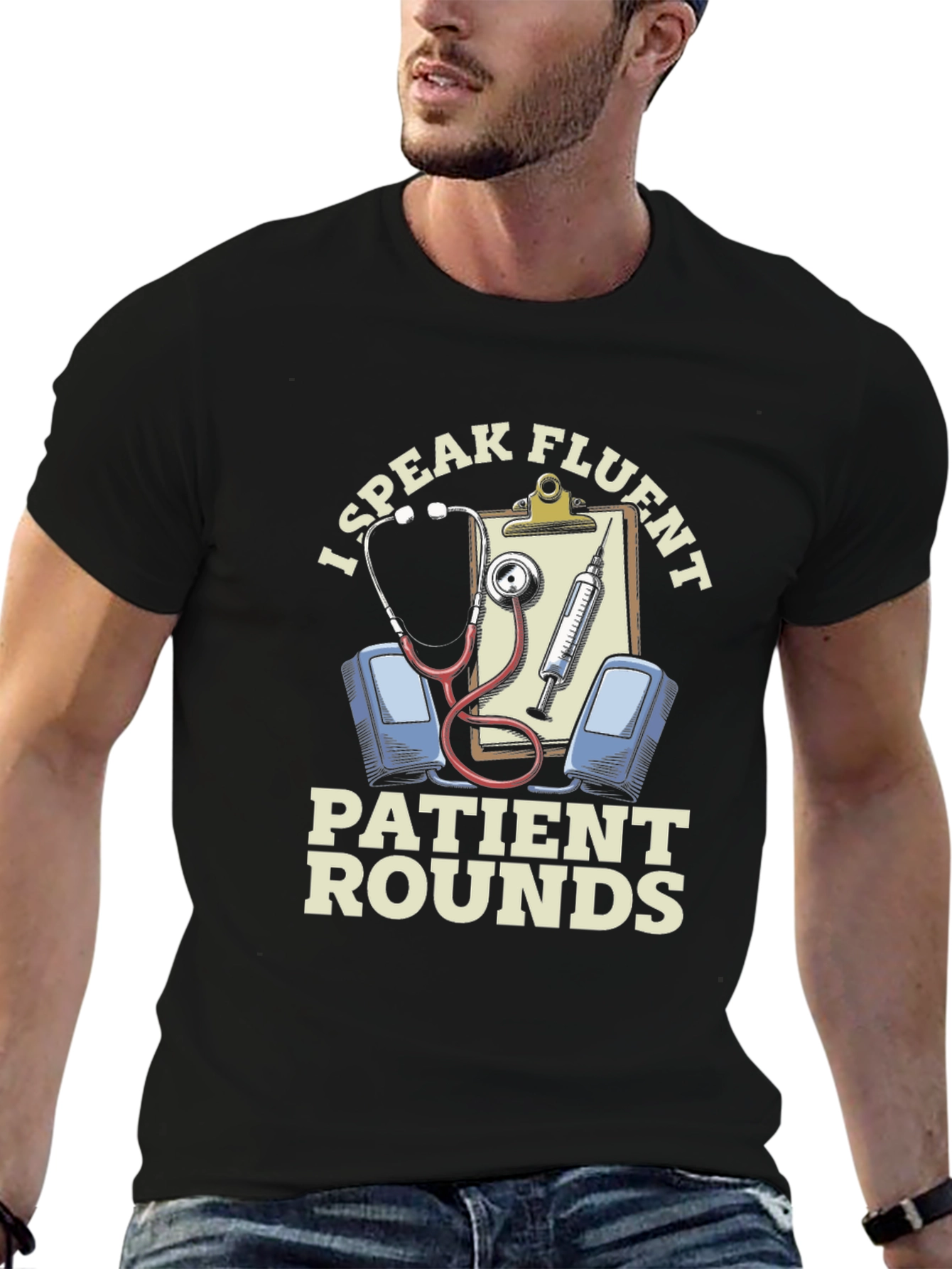 Black Fluent Patient Rounds Black Graphic T-Shirt view 6