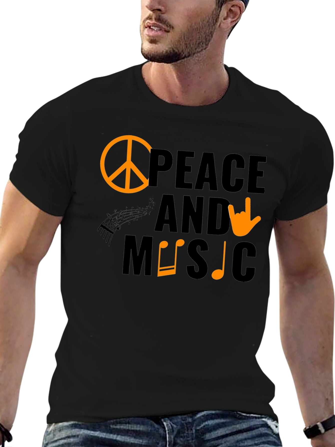 Black Peace and Music T-Shirt view 6