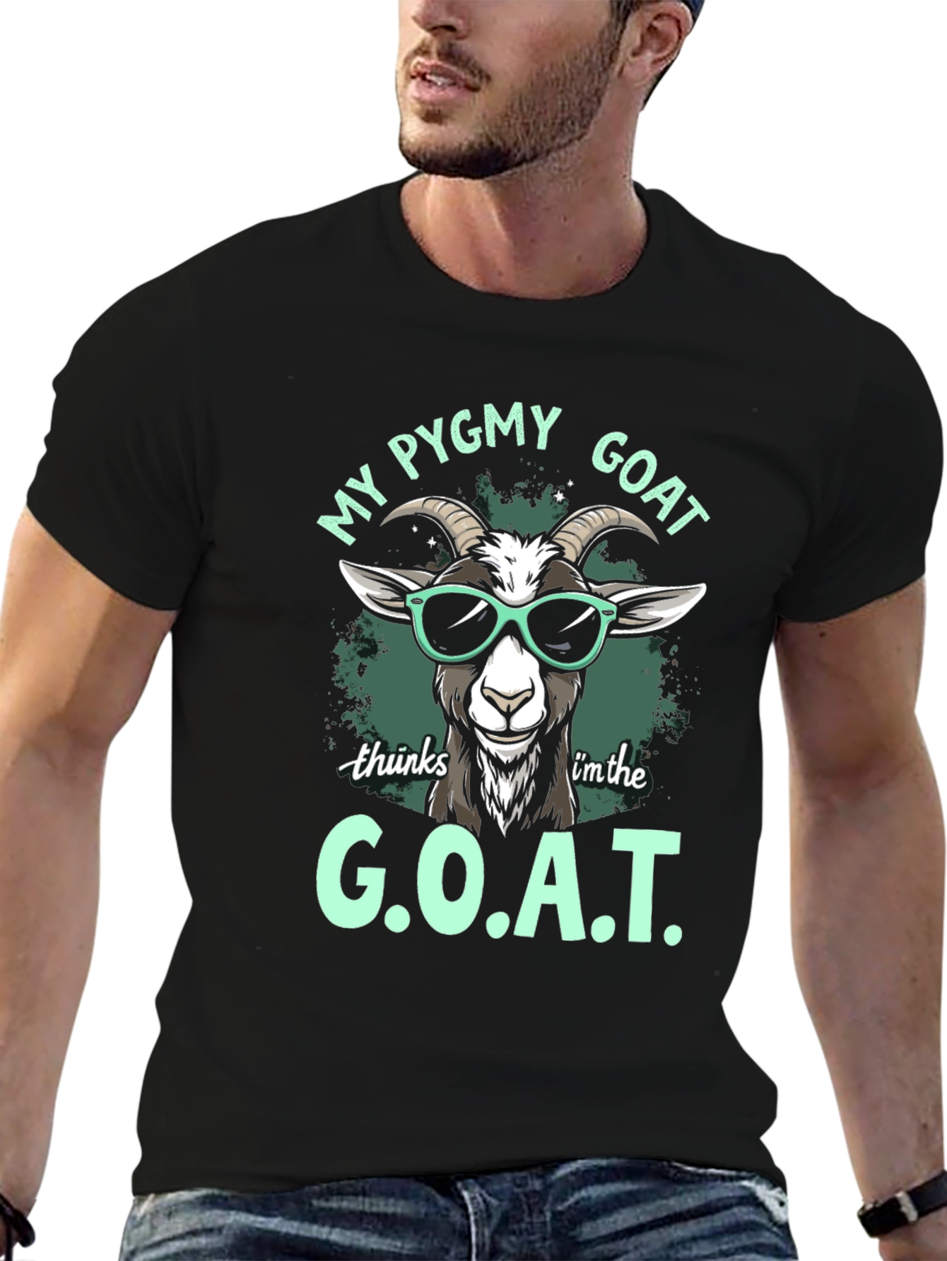 Black My Pygmy Goat Thinks I'm the G.O.A.T. T-Shirt view 6