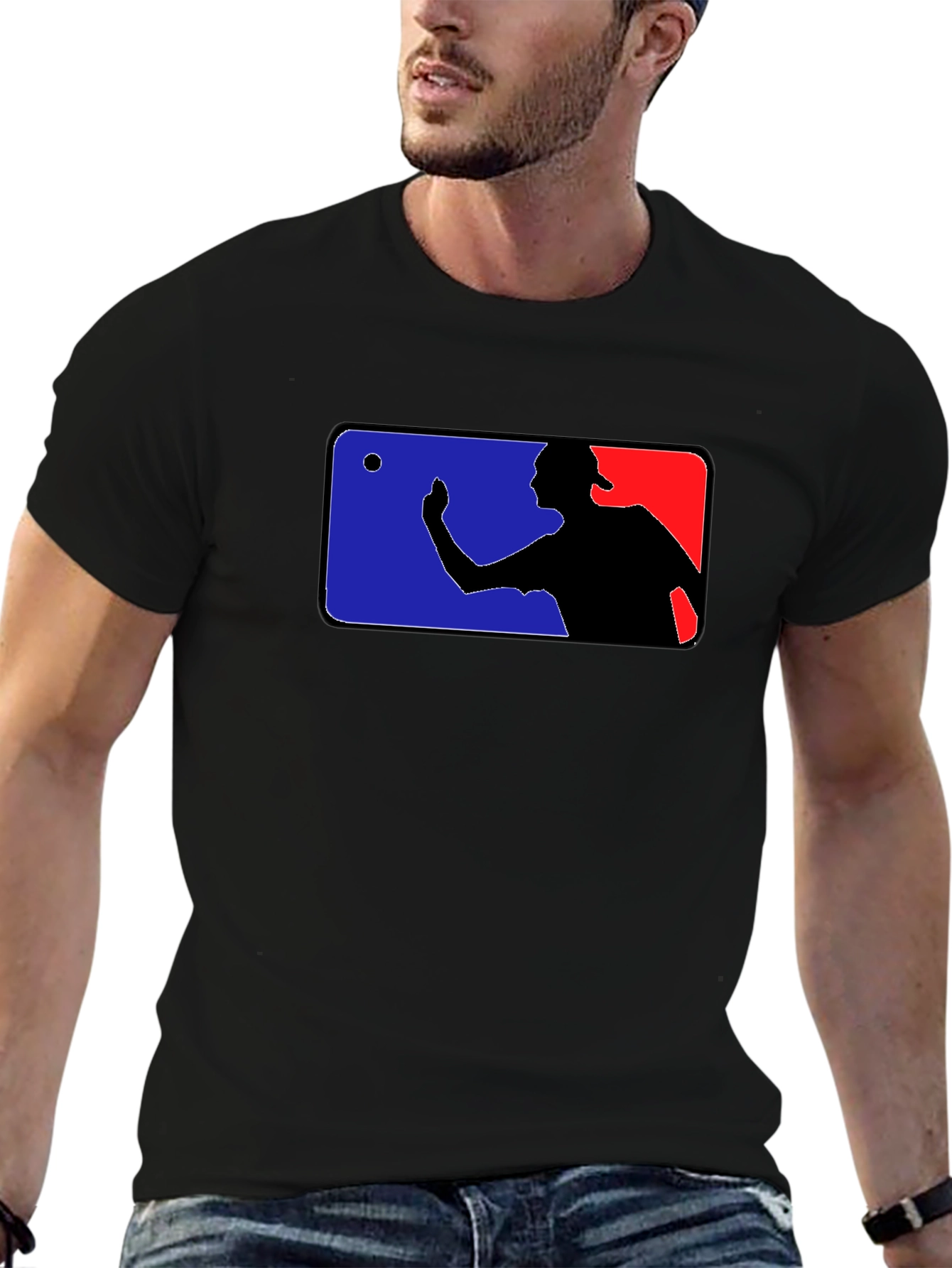 Black Funny Baseball Player T-Shirt - Black view 6