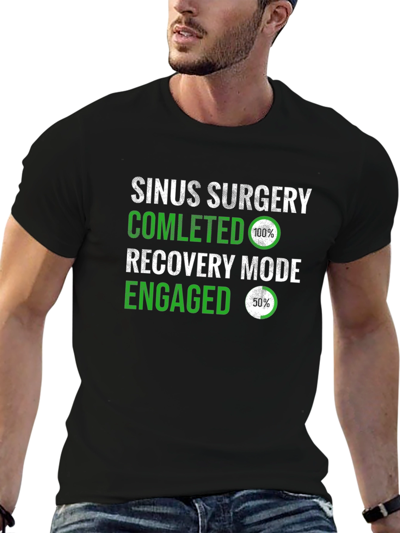 Black Sinus Surgery Recovery Mode T-Shirt view 6