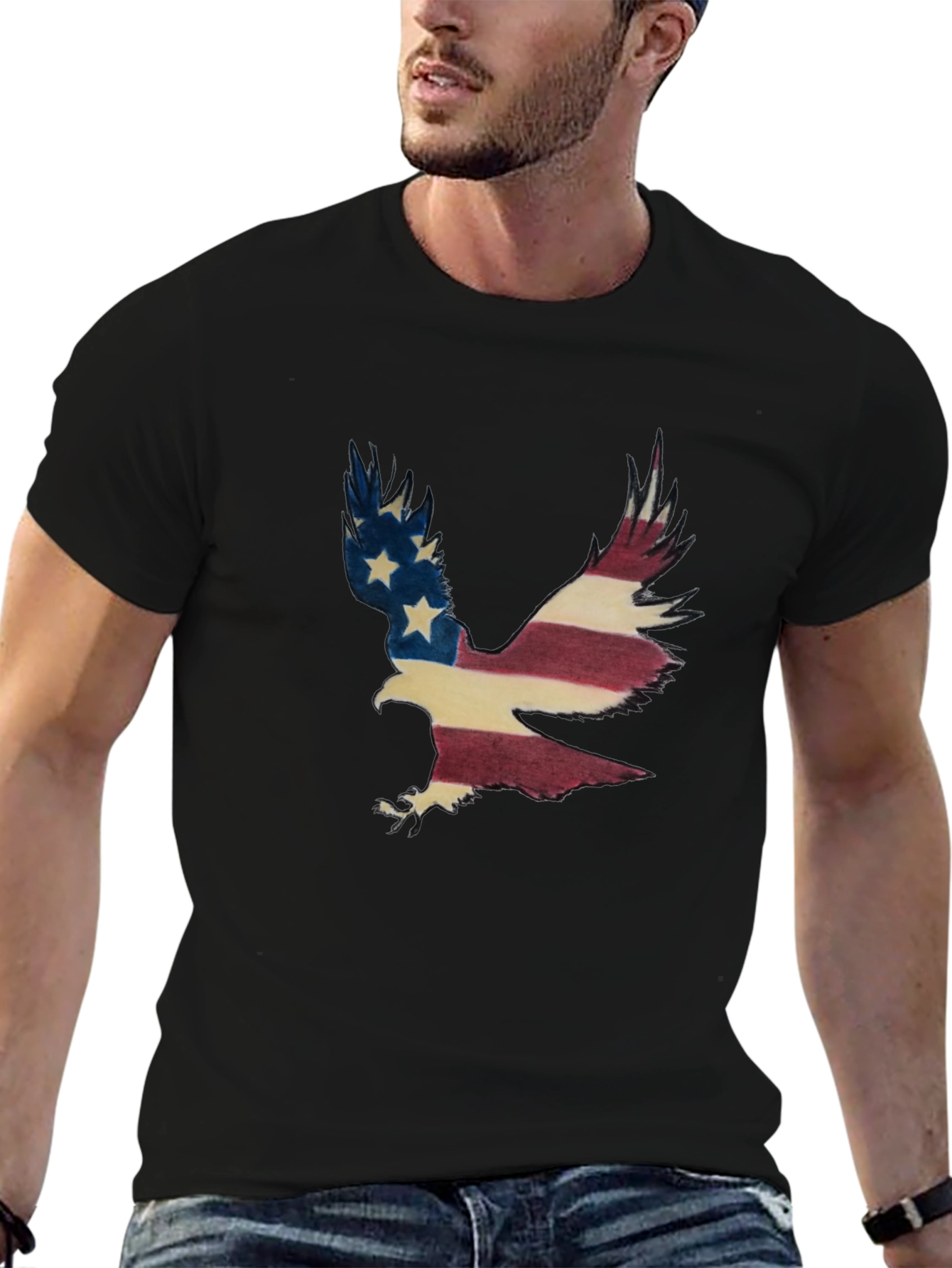 Black American Eagle Flag Graphic T-Shirt view 6