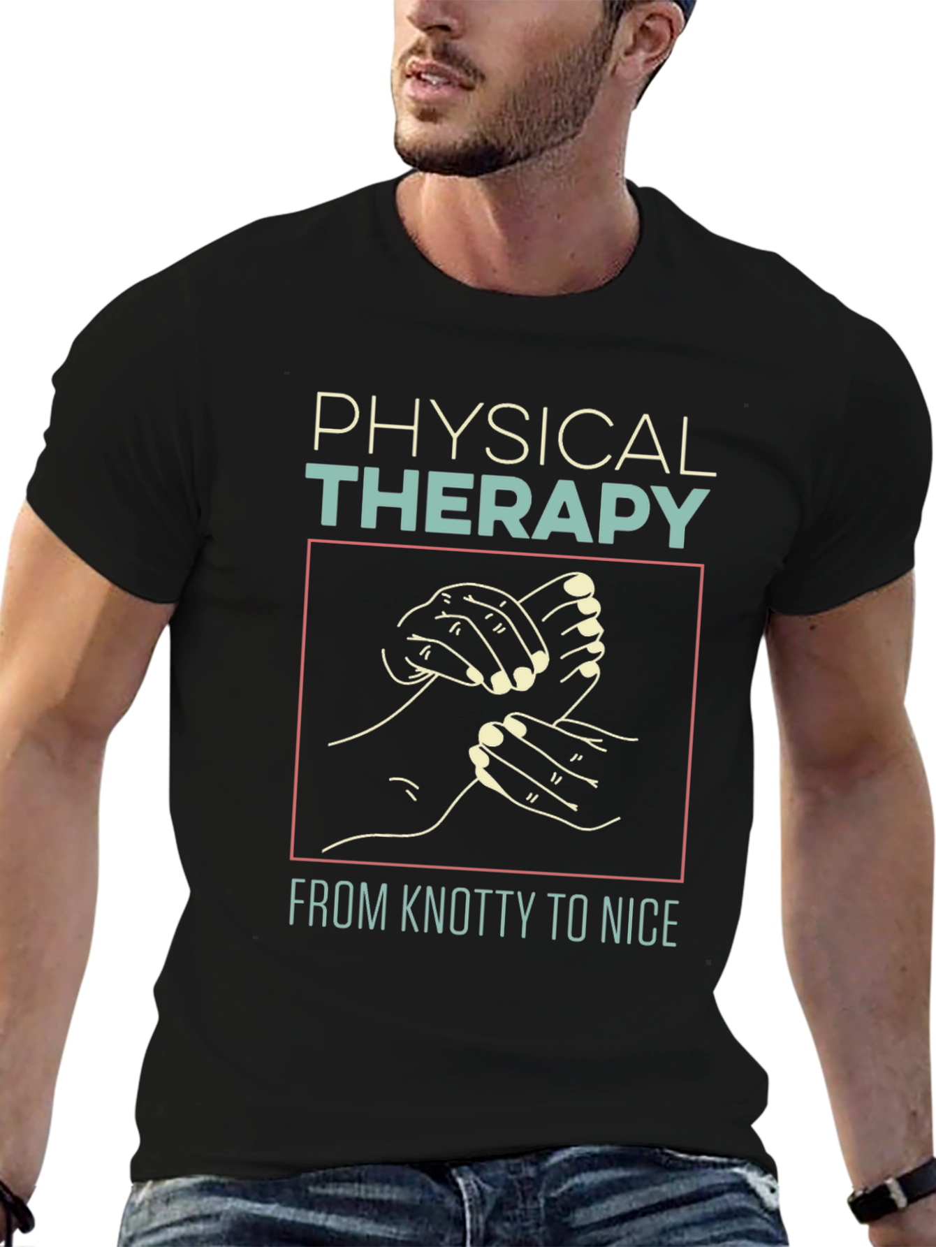 Black Physical Therapy T-Shirt - Knotty to Nice view 6