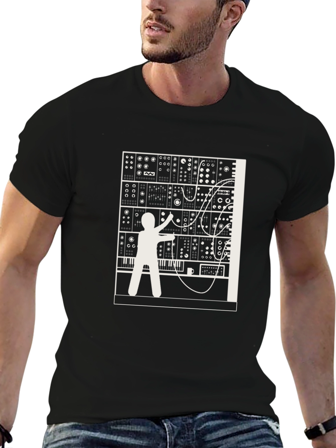 Black Modular Synthesizer Graphic Tee - Black view 6
