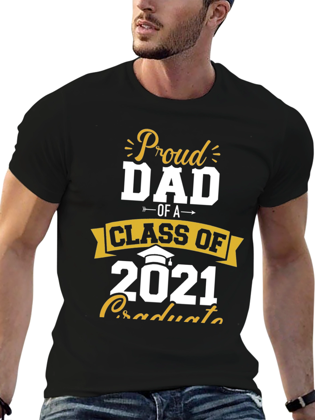 Black Proud Dad Class of 2021 Graduate T-Shirt view 6