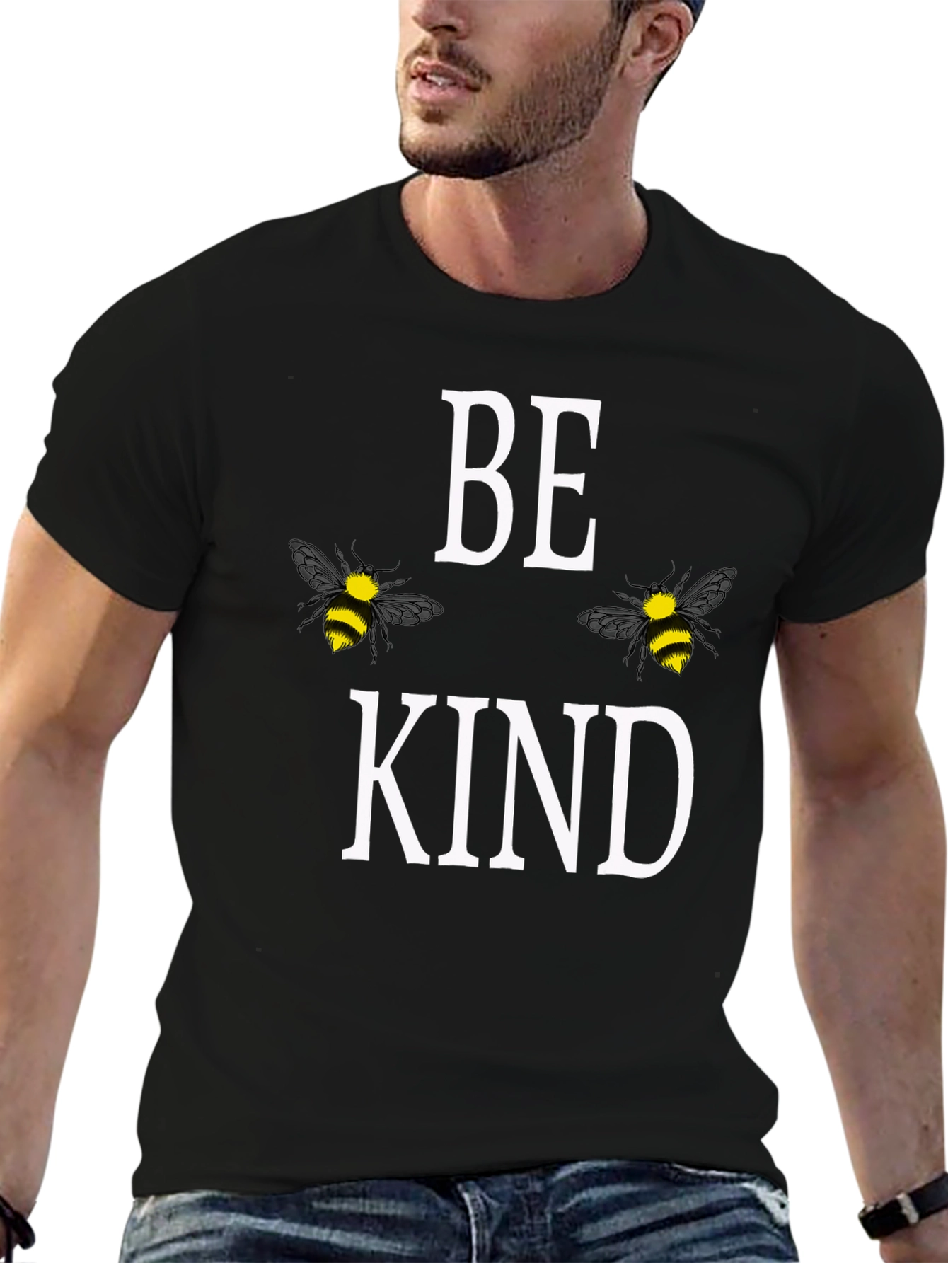 Black Be Kind Bee Graphic T-Shirt - Trendy Casual Wear view 6