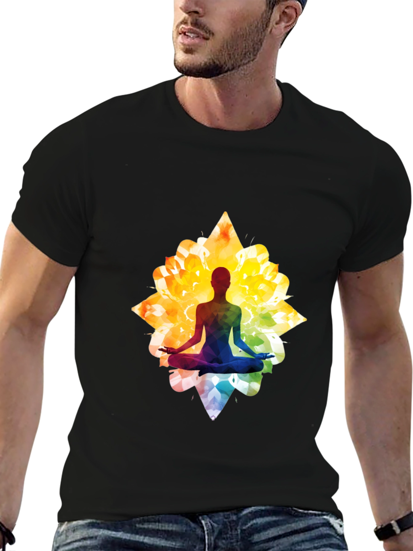 Black Lotus Yoga Silhouette Graphic Tee - Black view 6