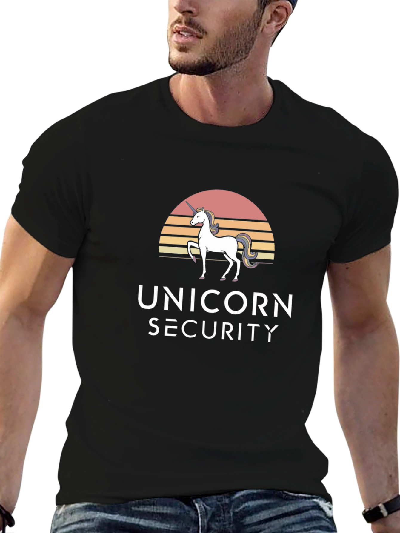 Black Unicorn Security Graphic T-Shirt - Black view 6