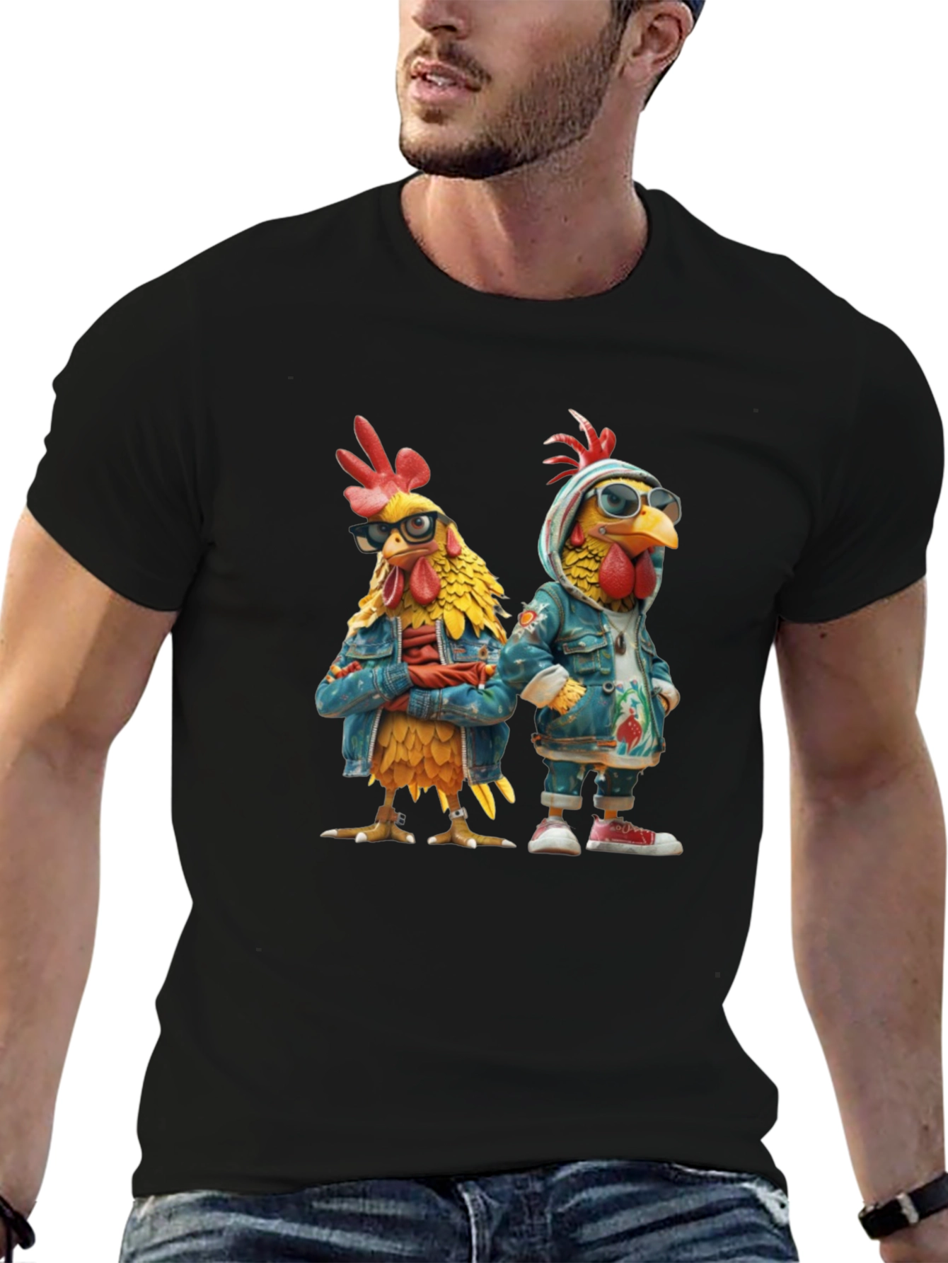Black Cool Chickens T-Shirt - Urban Style view 6
