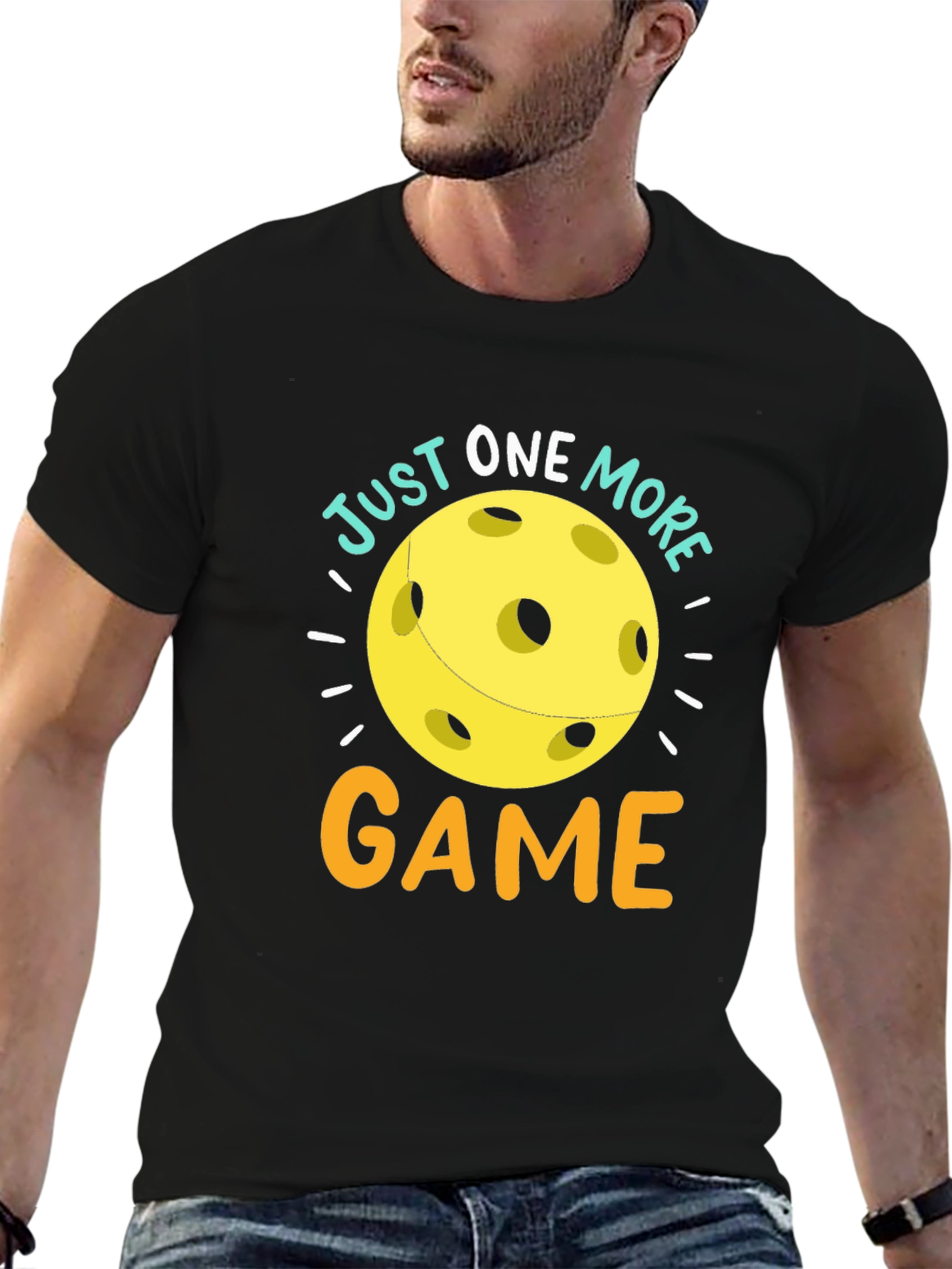 Black Just One More Game Pickleball T-Shirt view 6