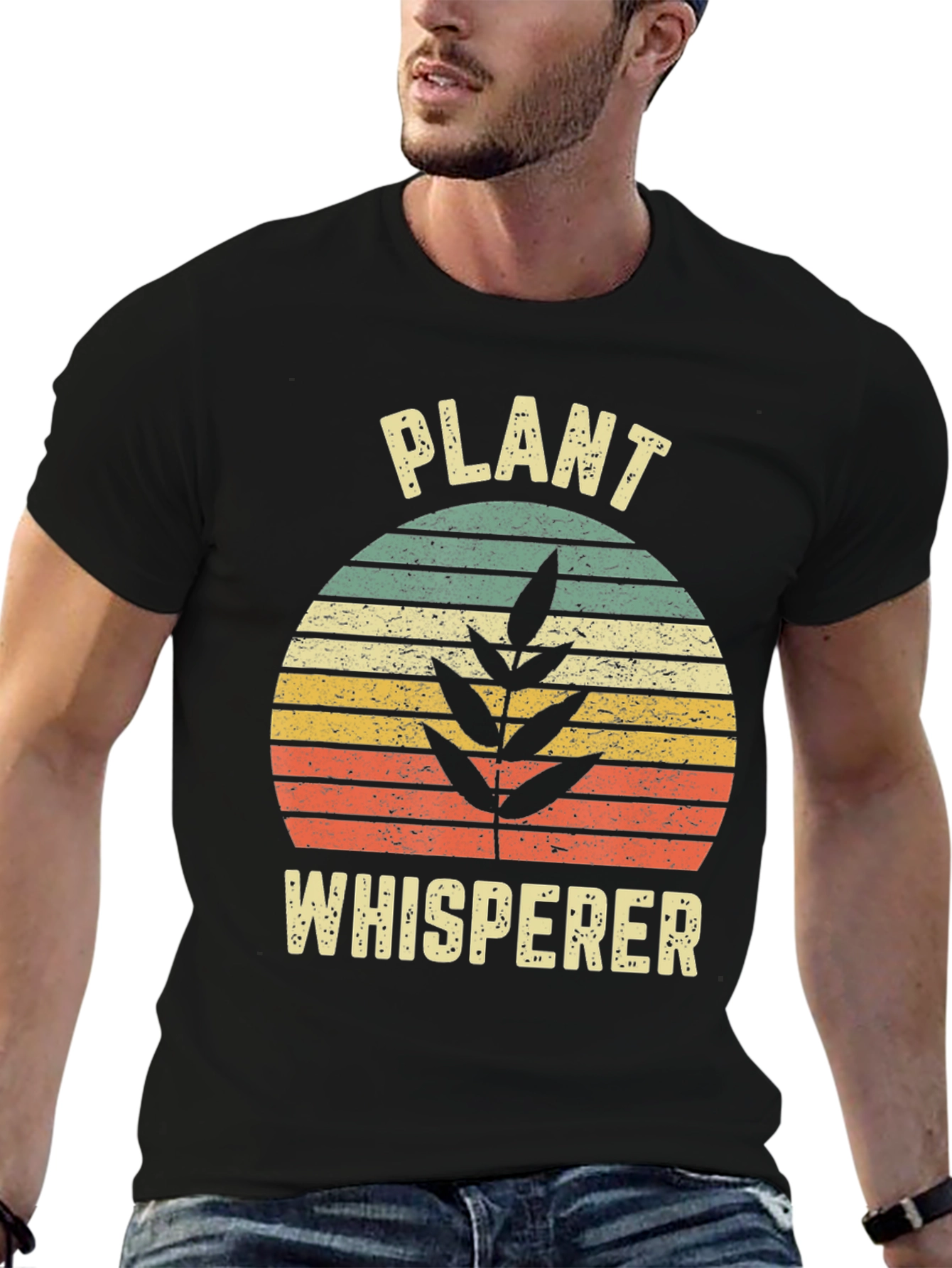 Black Plant Whisperer Retro T-Shirt view 6