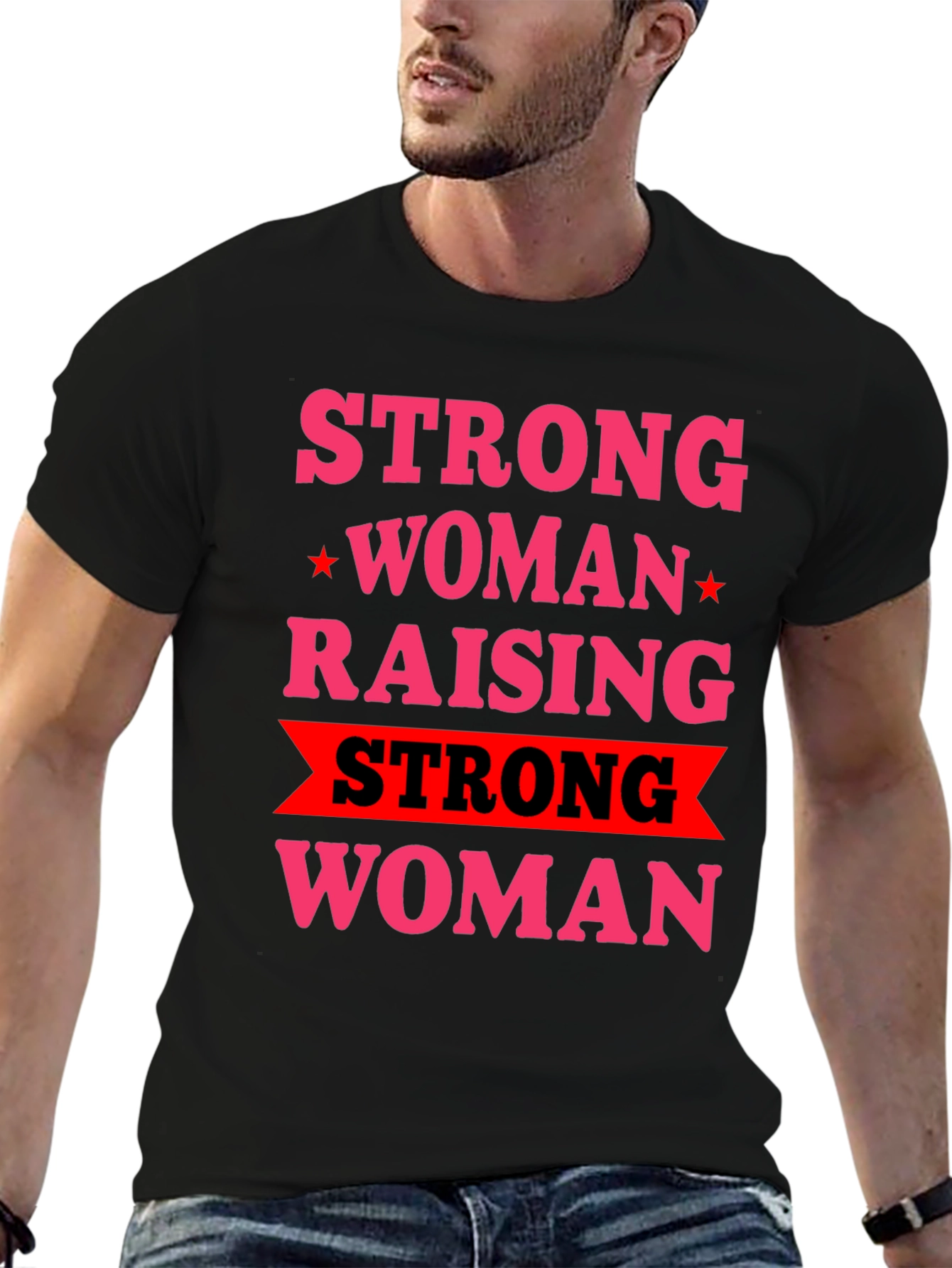 Black Strong Woman Raising Strong Woman Graphic Tee view 6