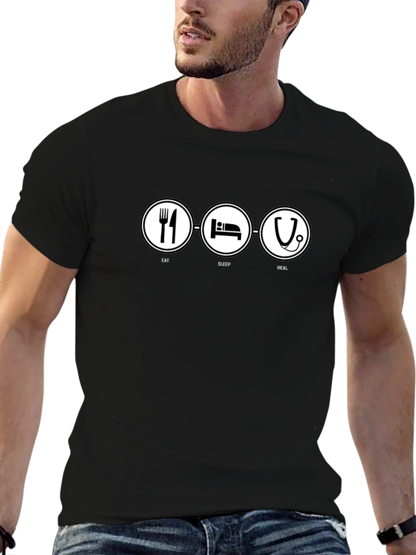 Eat Sleep Heal T-Shirt | Black Graphic Tee - 6