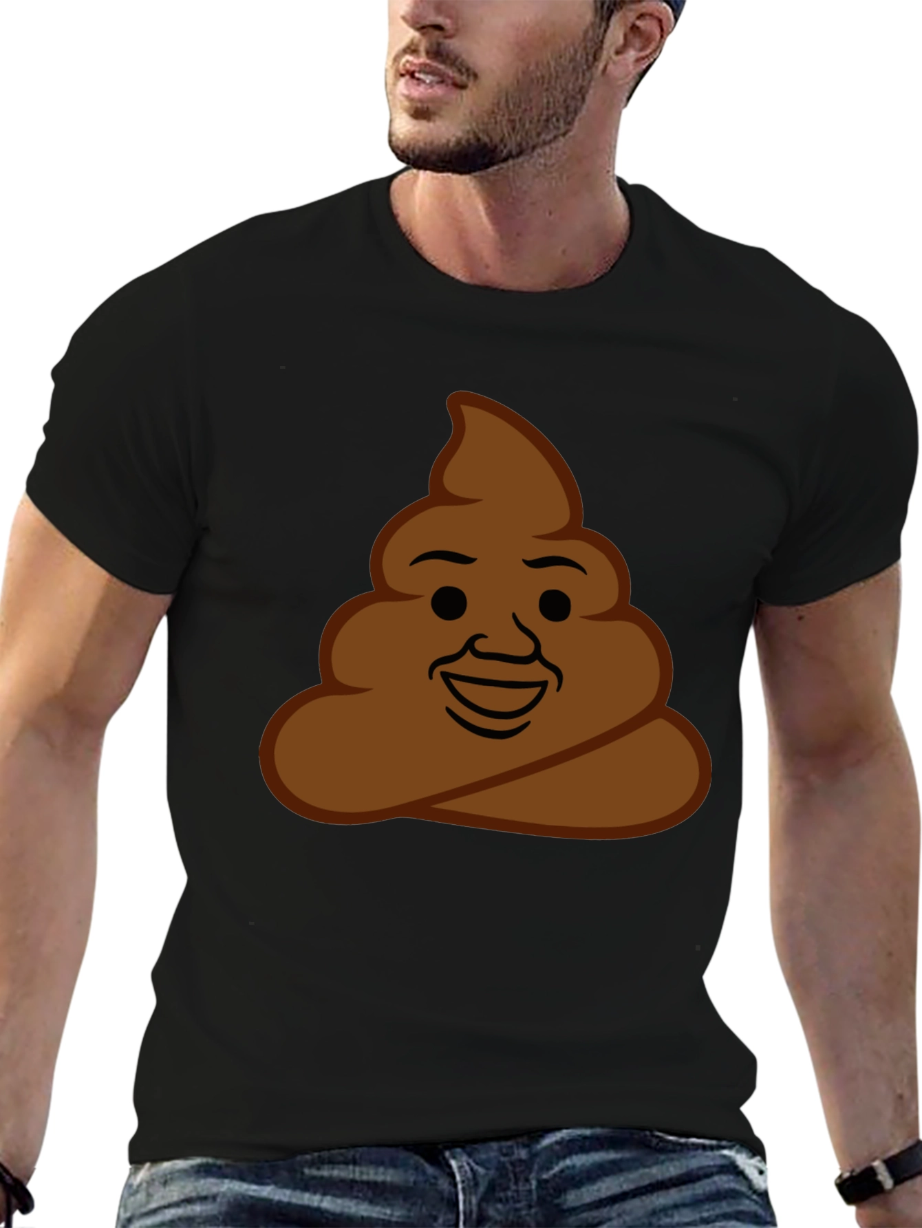 Black Poop Emoji Graphic Tee - Funny Unisex T-Shirt view 6