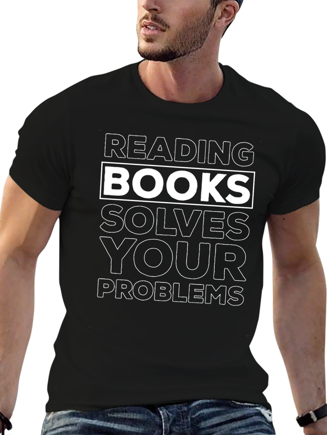 Black Reading Solves Your Problems Graphic Tee view 6