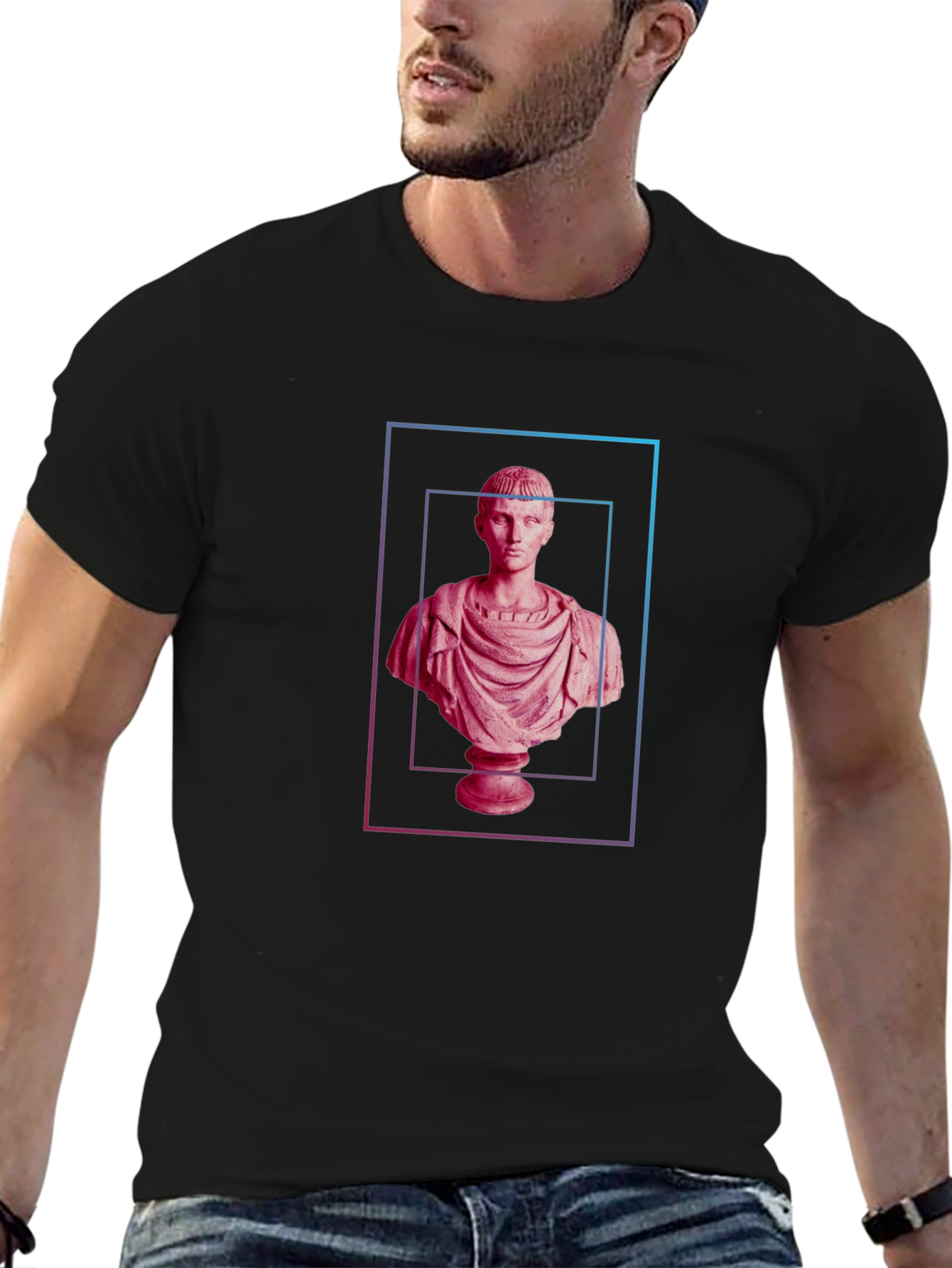 Black Classical Bust Graphic Tee - Modern Art Shirt view 6