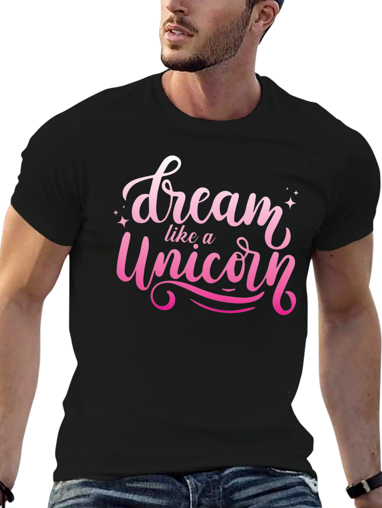 Black Dream Like a Unicorn Black T-Shirt view 6