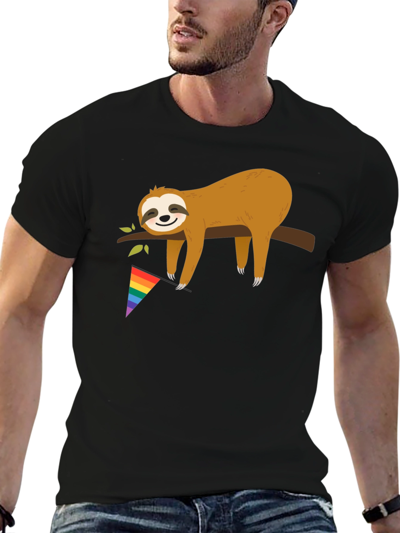 Black Sloth Pride T-Shirt - LGBT Support view 6