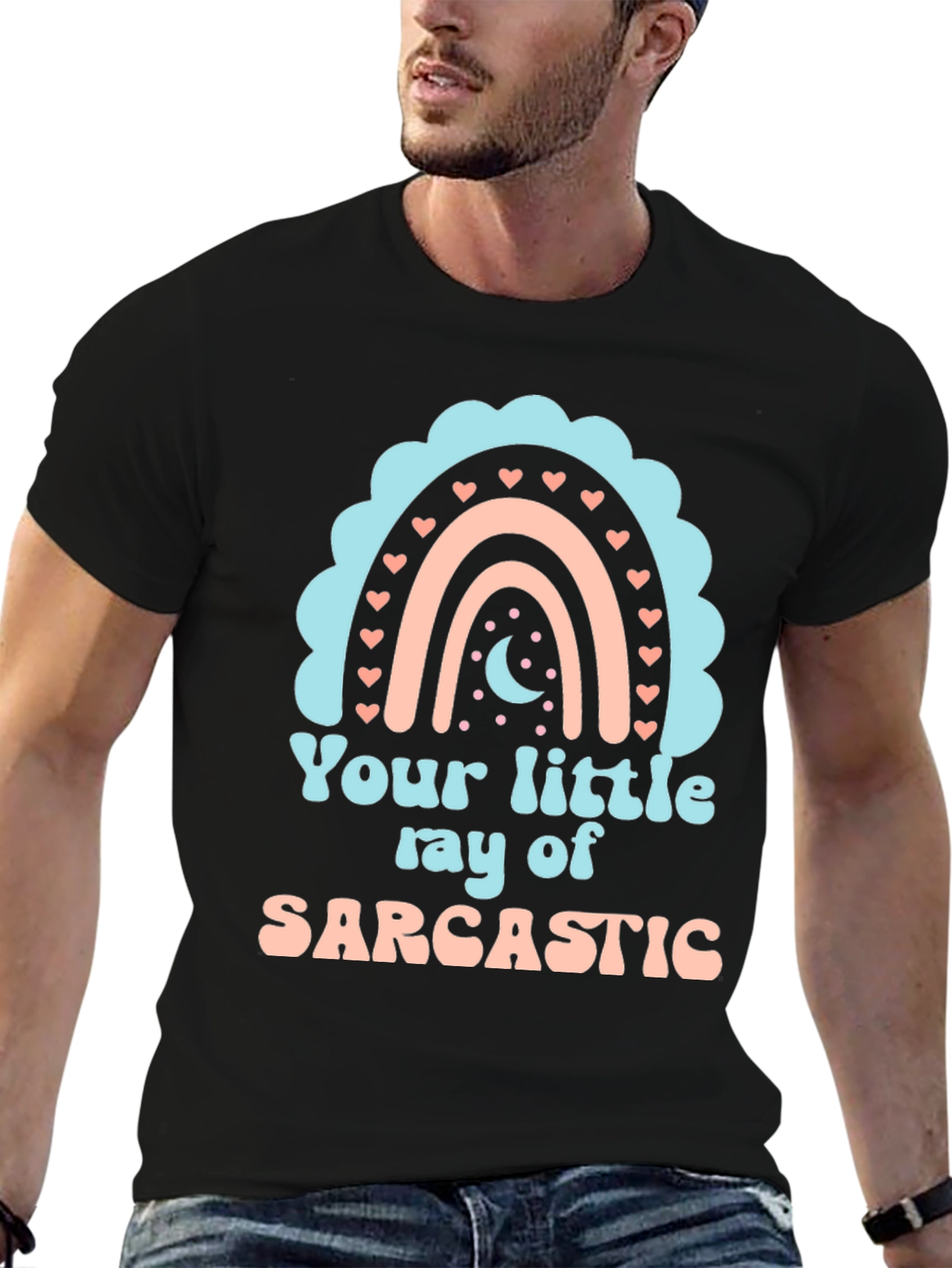 Black Sarcastic Rainbow Graphic Tee view 6