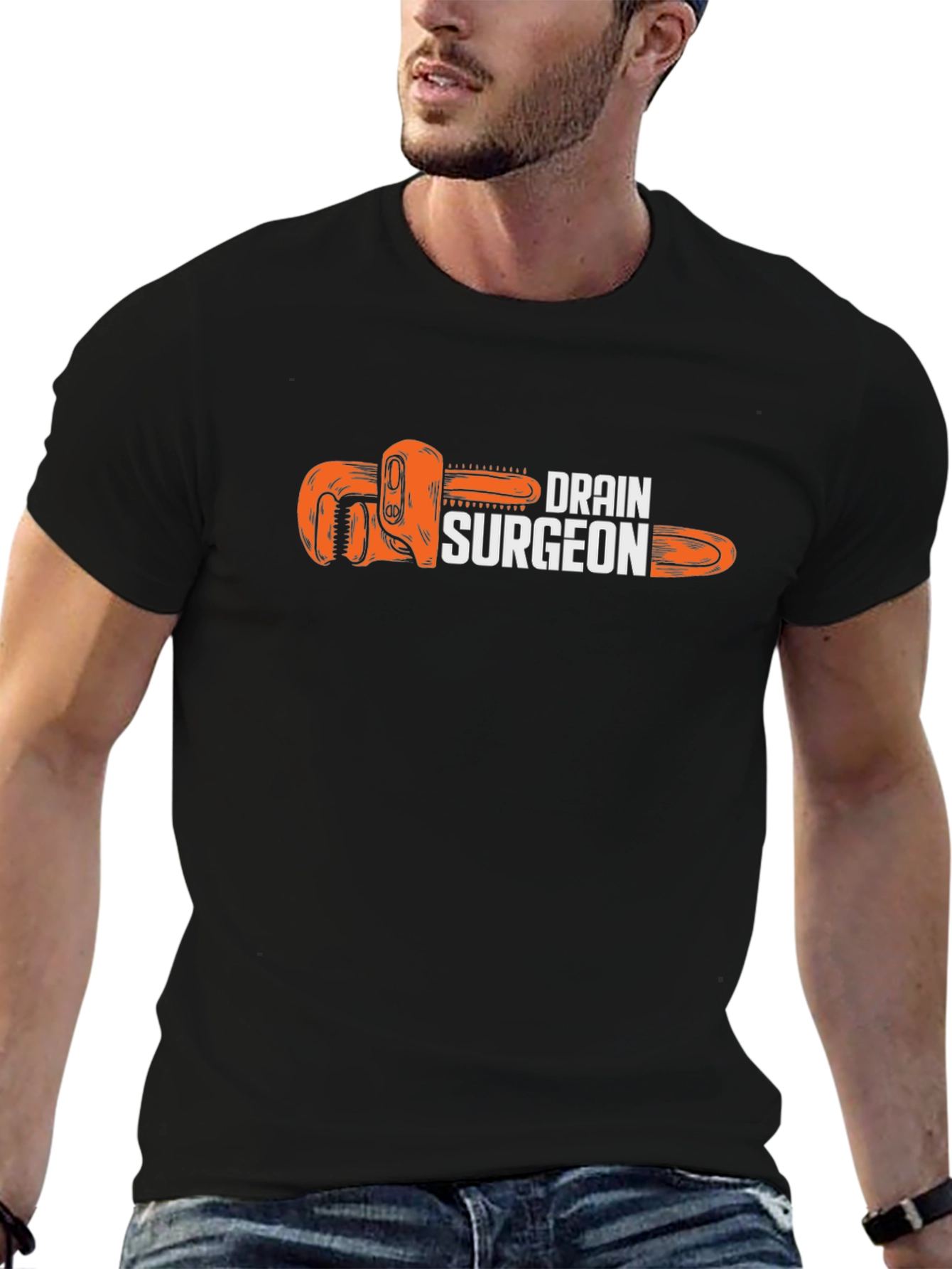 Black Drain Surgeon Funny Plumber T-Shirt view 6