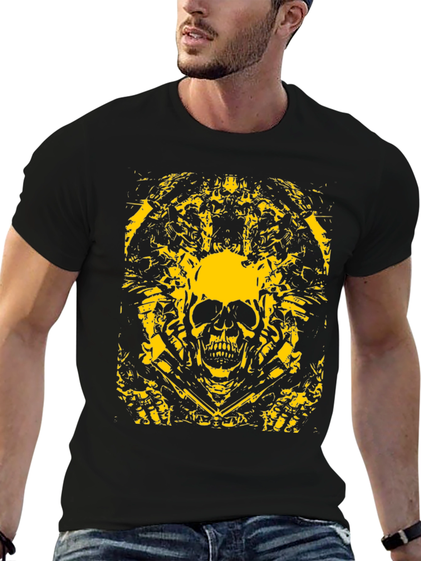 Black Skull Graphic Black T-Shirt - Bold & Edgy Design view 6