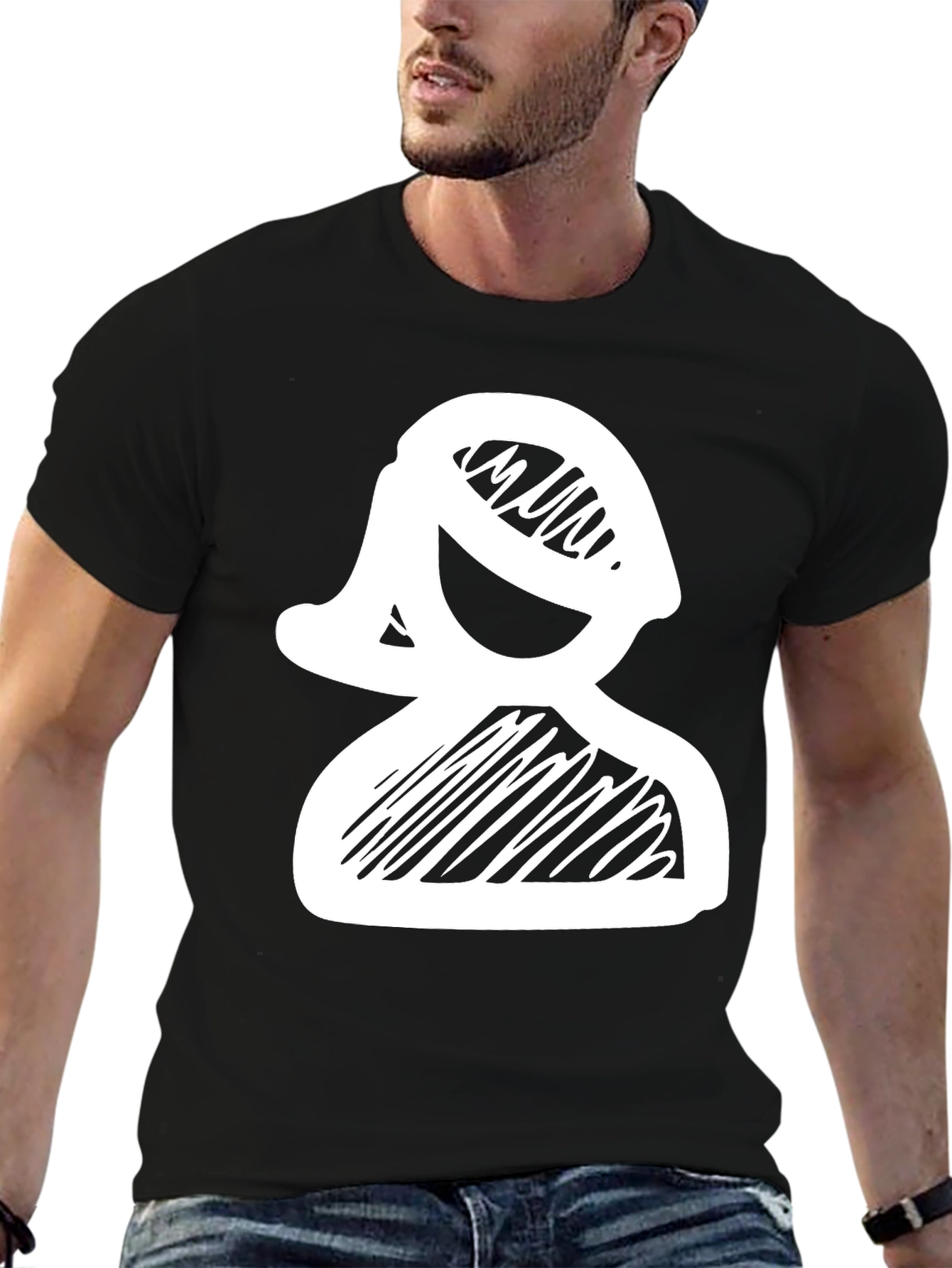 Black Sketchy Lady Tee - Unique Graphic T-Shirt view 6