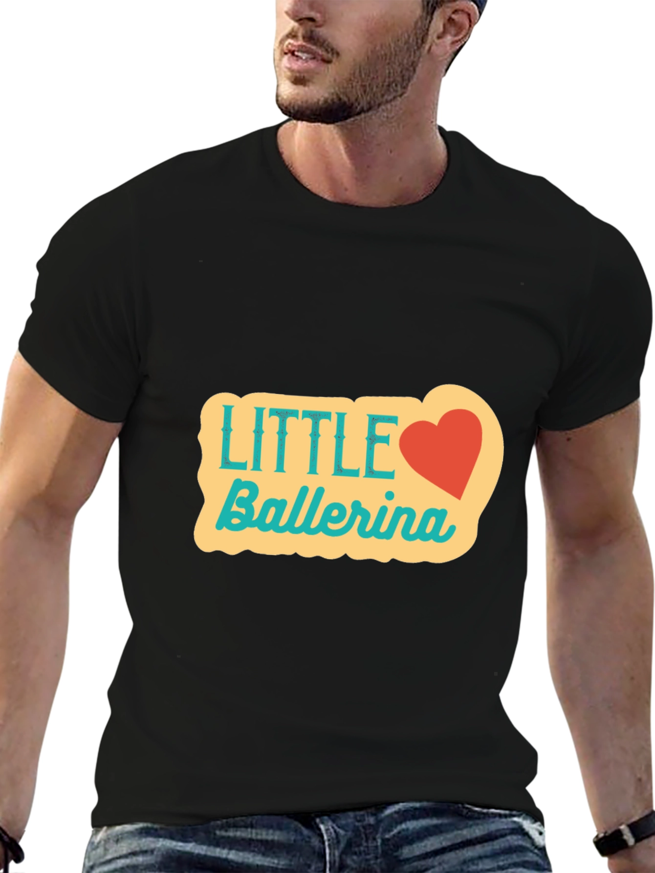 Black Little Ballerina Graphic Tee - Cute Heart Design view 6