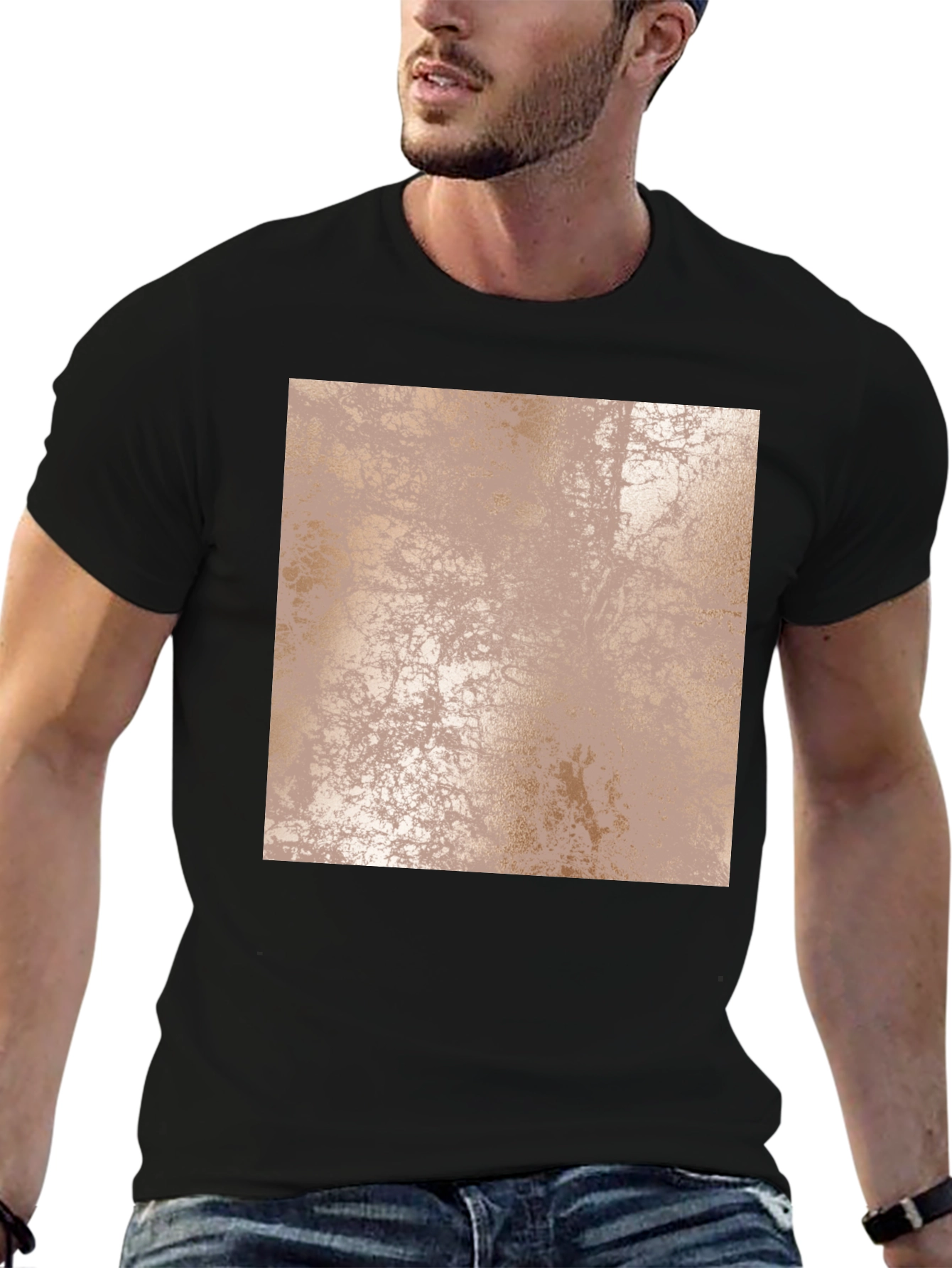 Black Abstract Design Black T-Shirt view 6