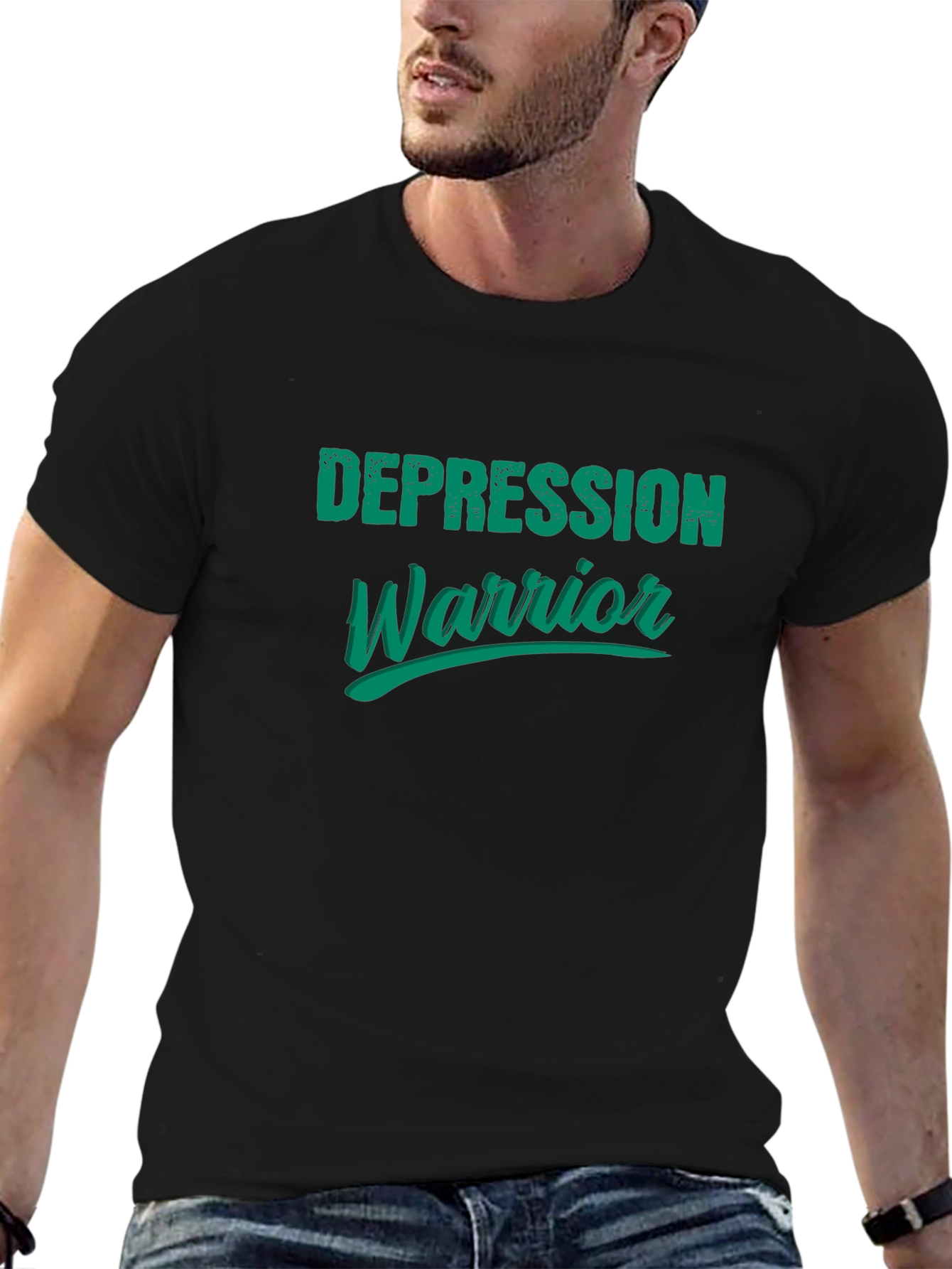 Black Depression Warrior Graphic Tee - Black view 6