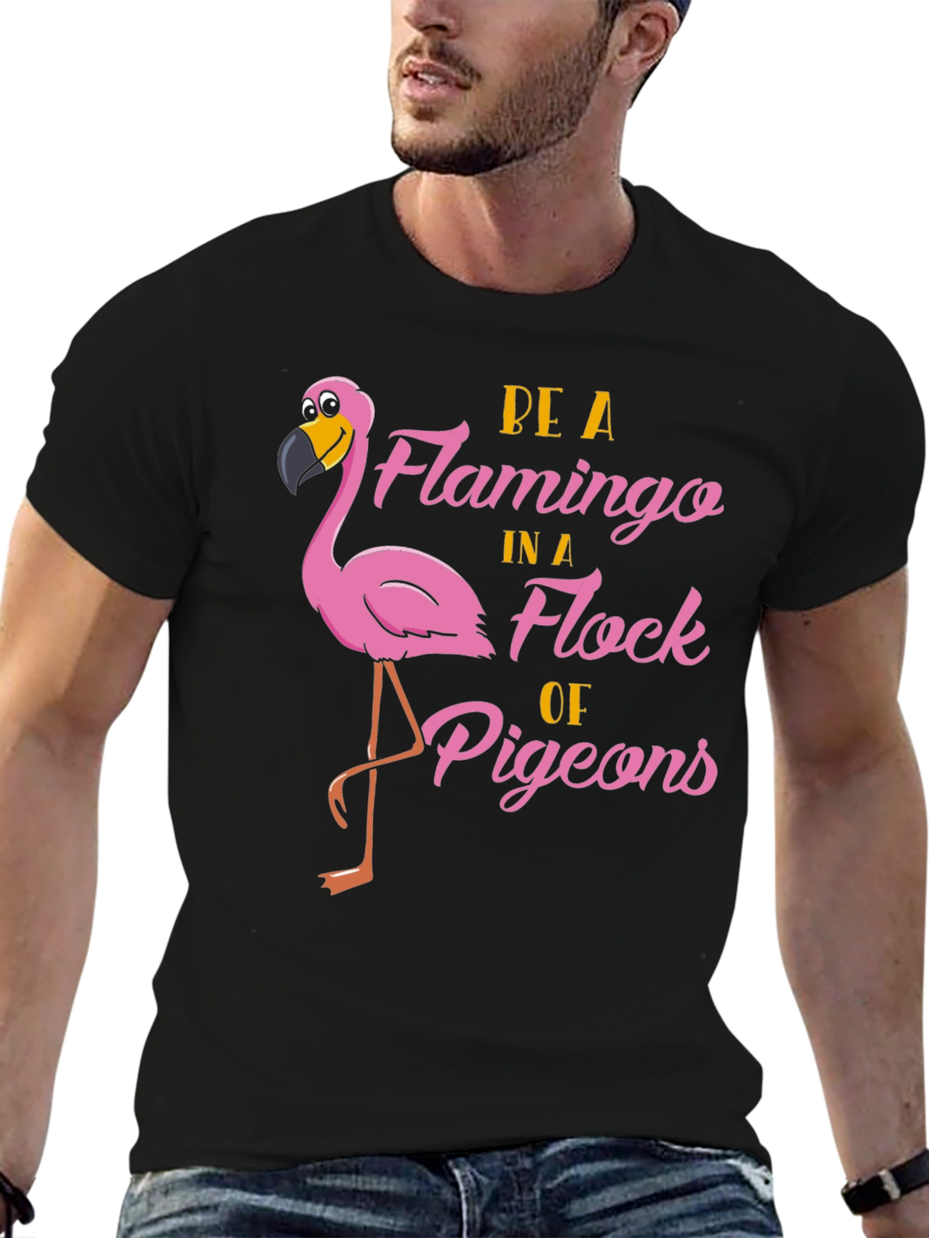 Black Be a Flamingo T-Shirt view 6