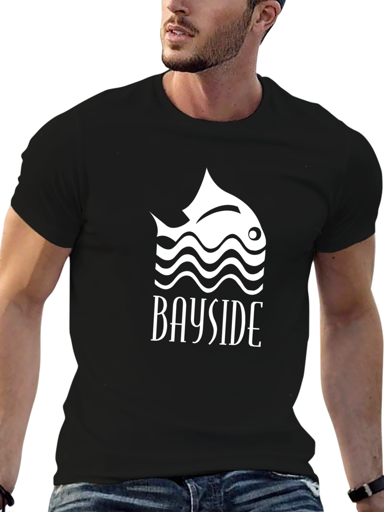 Black Bayside Fish Graphic Black T-Shirt view 6