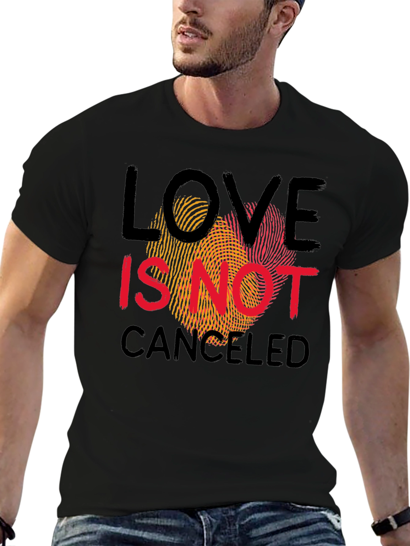 Black Love Is Not Canceled Graphic Tee - Black Crew Neck view 6