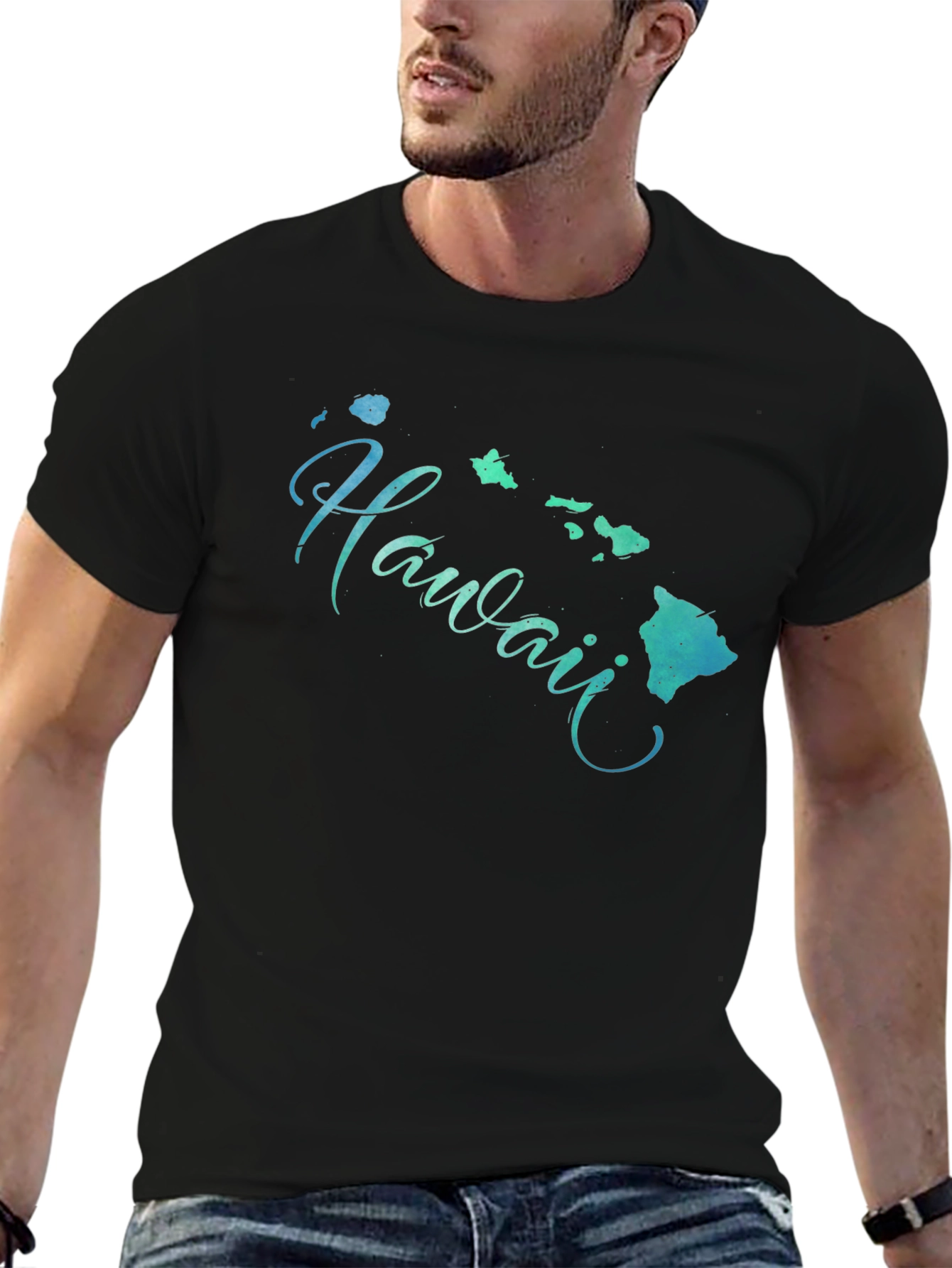 Hawaii Islands Graphic Black T-Shirt - 6